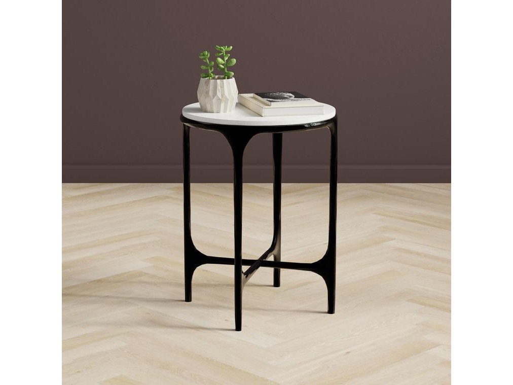 Anapa White Round End Table - Ornate Home