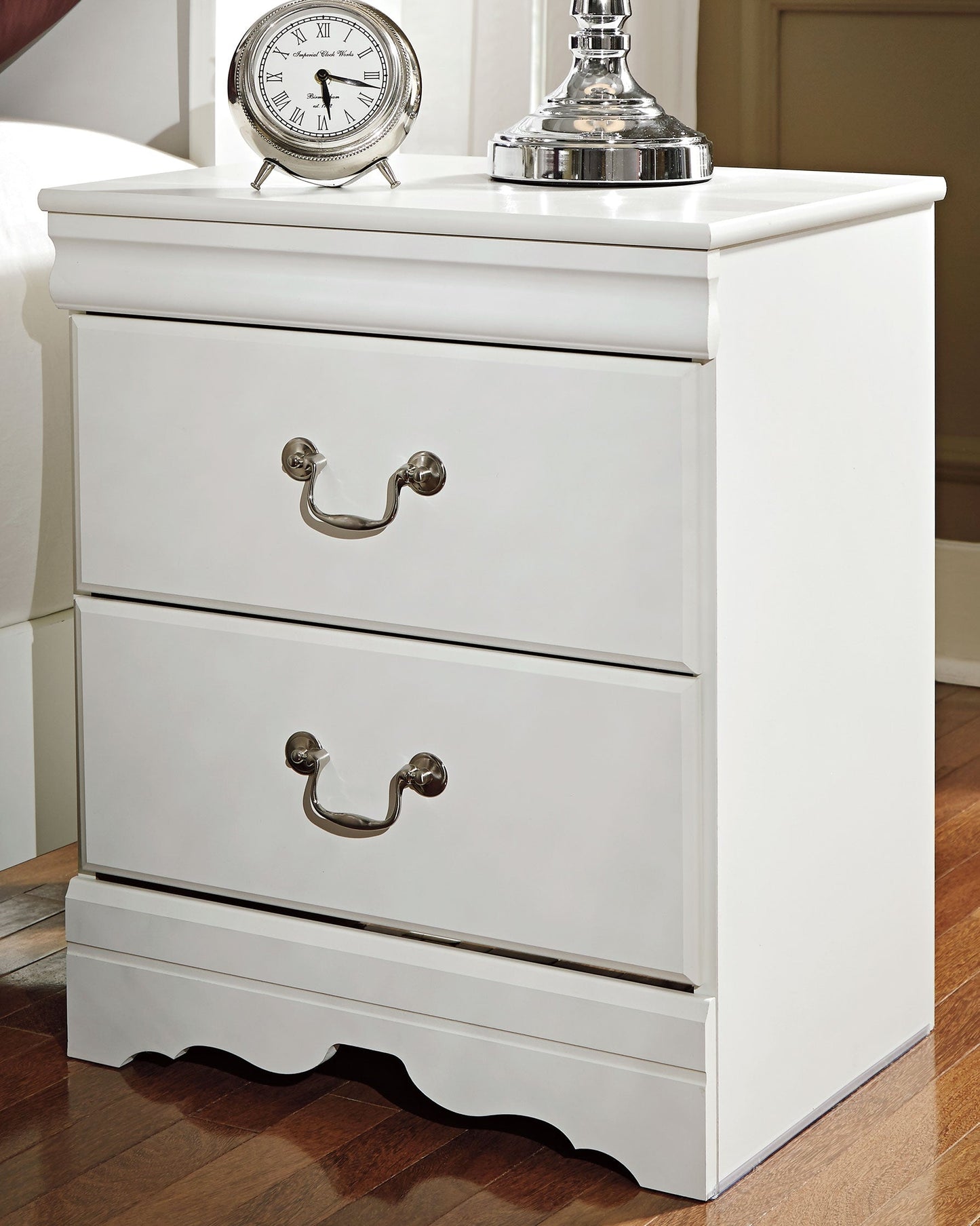 Anarasia White Twin Sleigh Bed w/Nightstand- Viva Furn