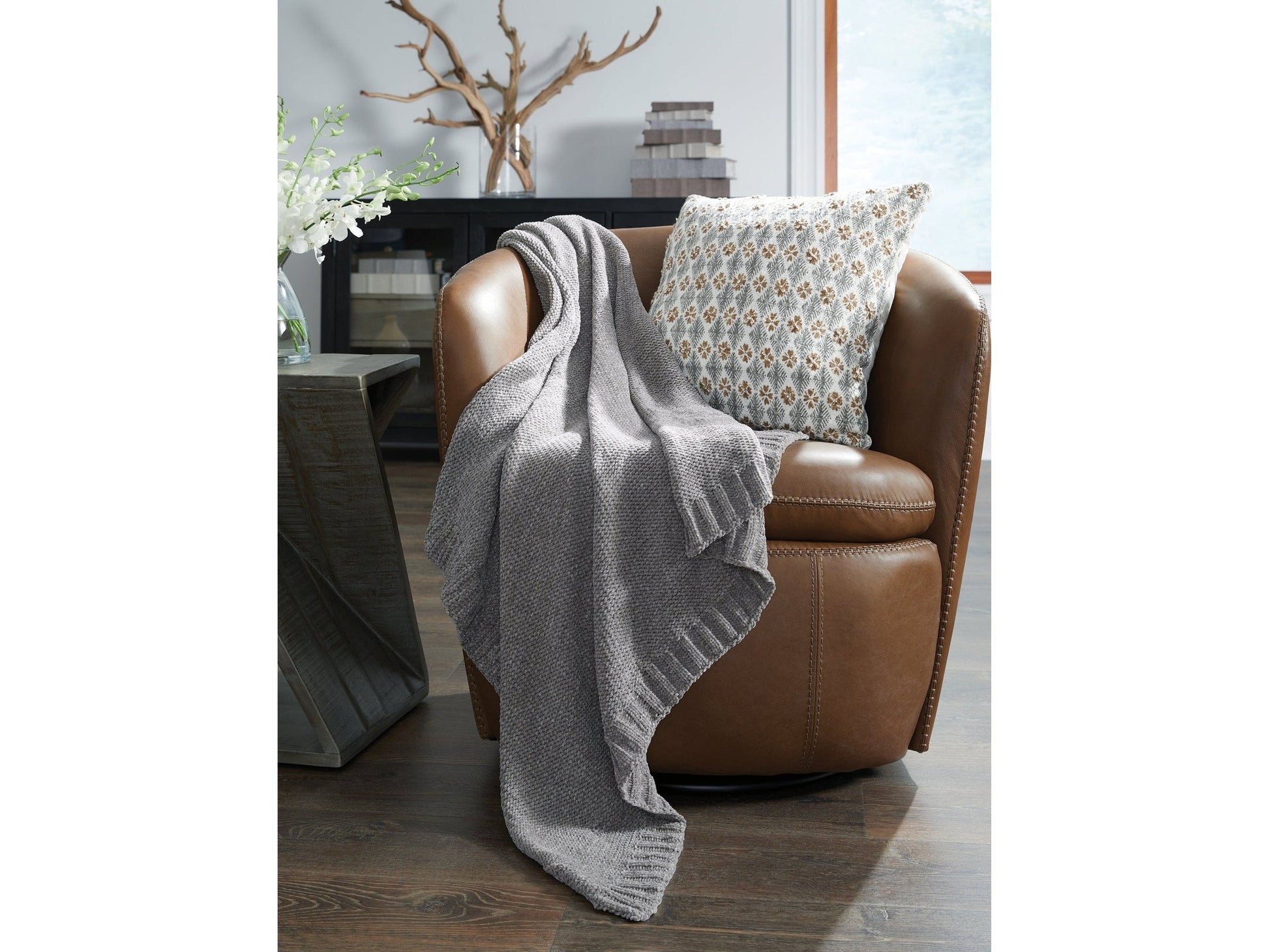 Anawood Gray Throw (Set of 3)- Viva Furn