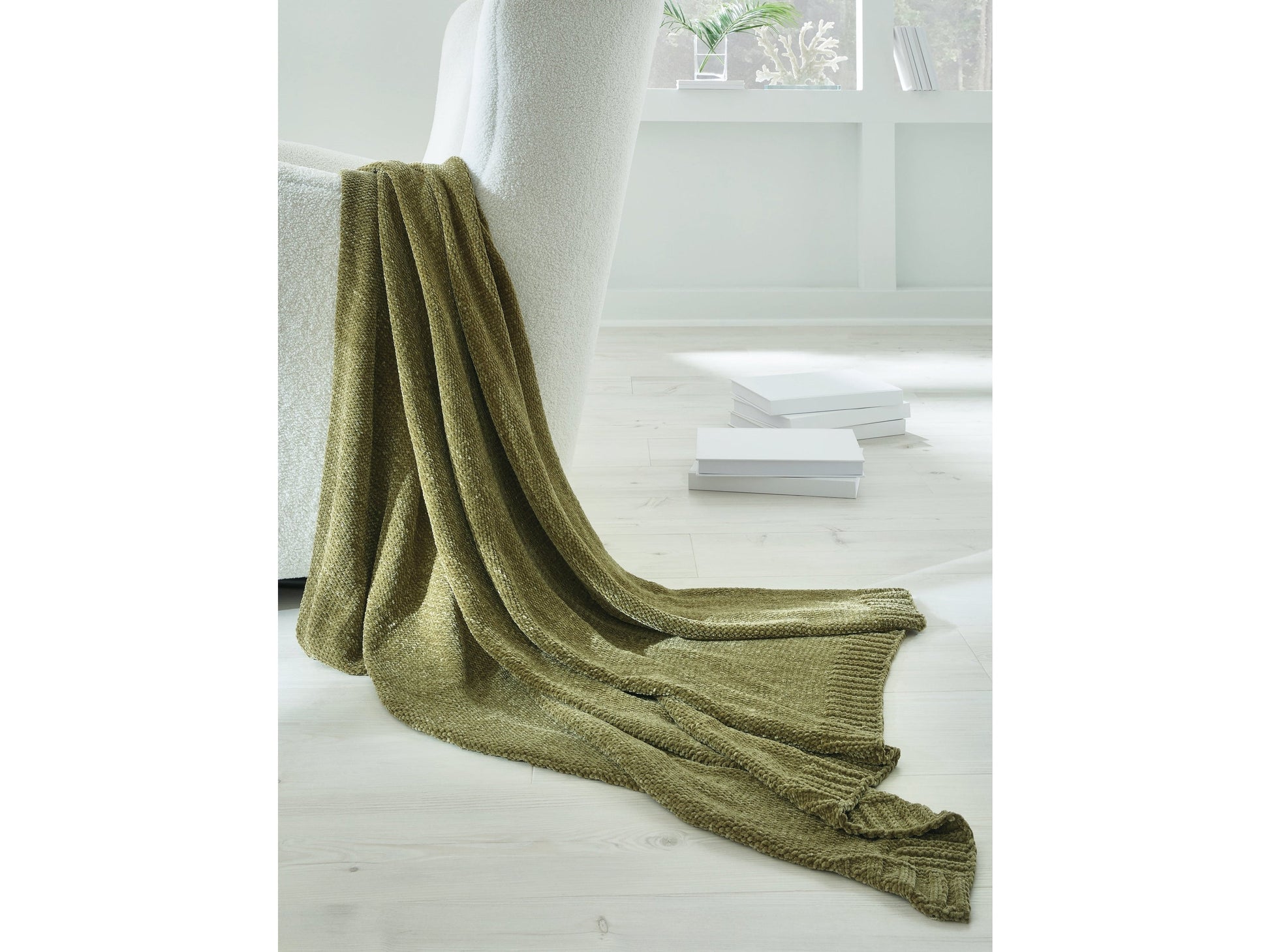 Anawood Olive Green Throw (Set of 3)- Viva Furn