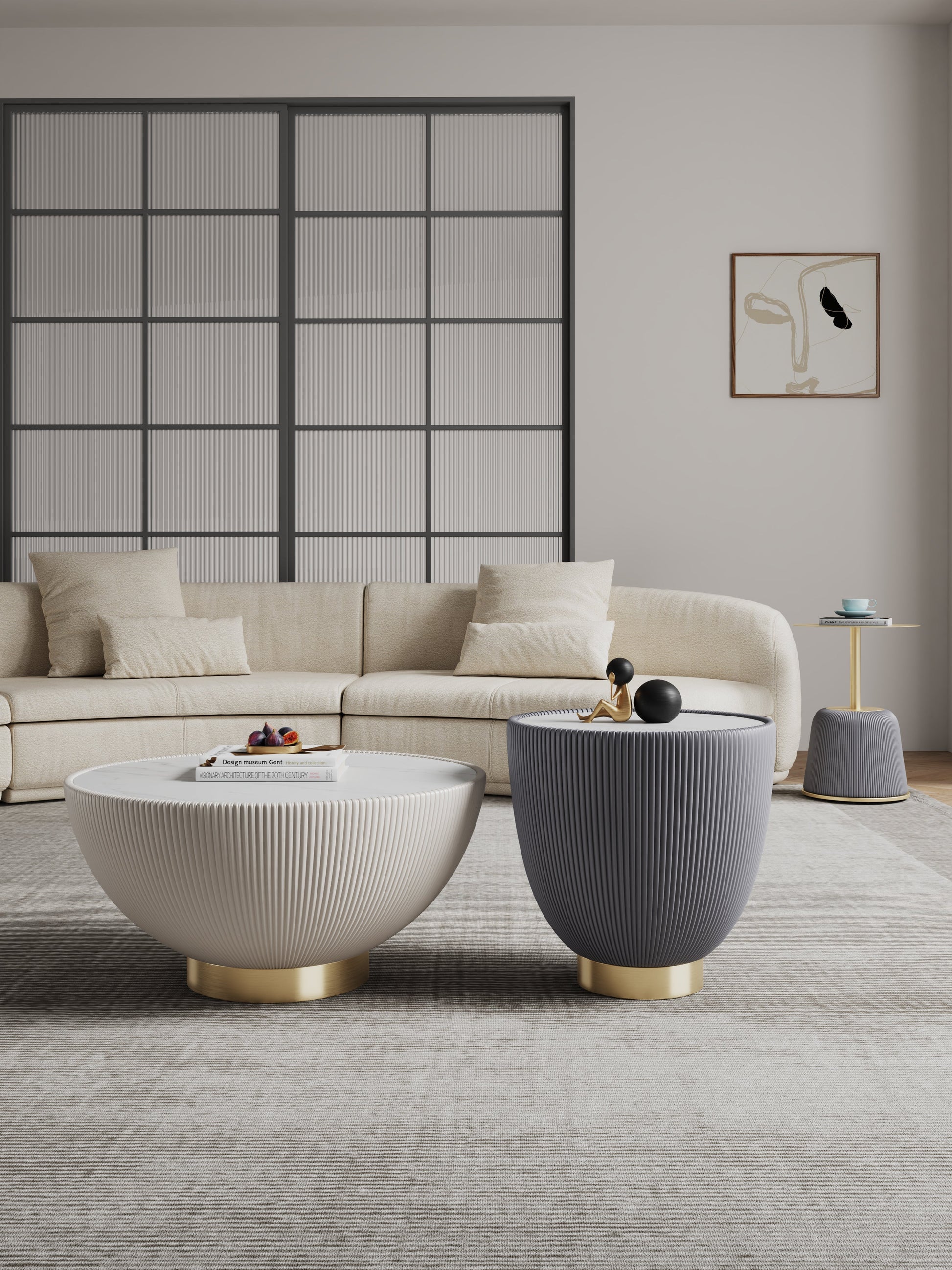 Anderson Coffee Table, End Table 1.0 and End Table 2.0 in Cream and Grey (set of 3) - Ornate Home