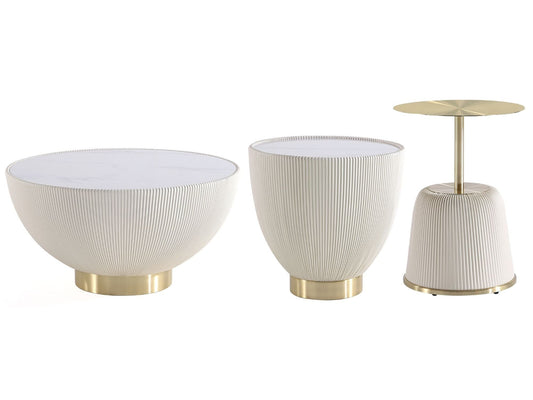 Anderson Coffee Table, End Table 1.0 and End Table 2.0 in Cream (set of 3) - Ornate Home