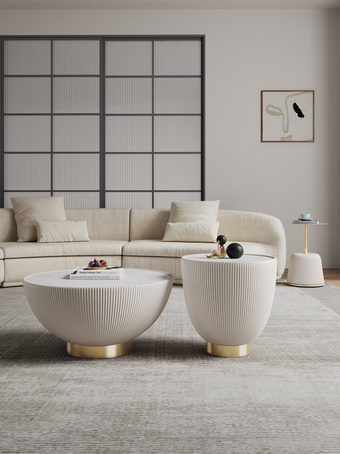 Anderson Coffee Table, End Table 1.0 and End Table 2.0 in Cream (set of 3) - Ornate Home
