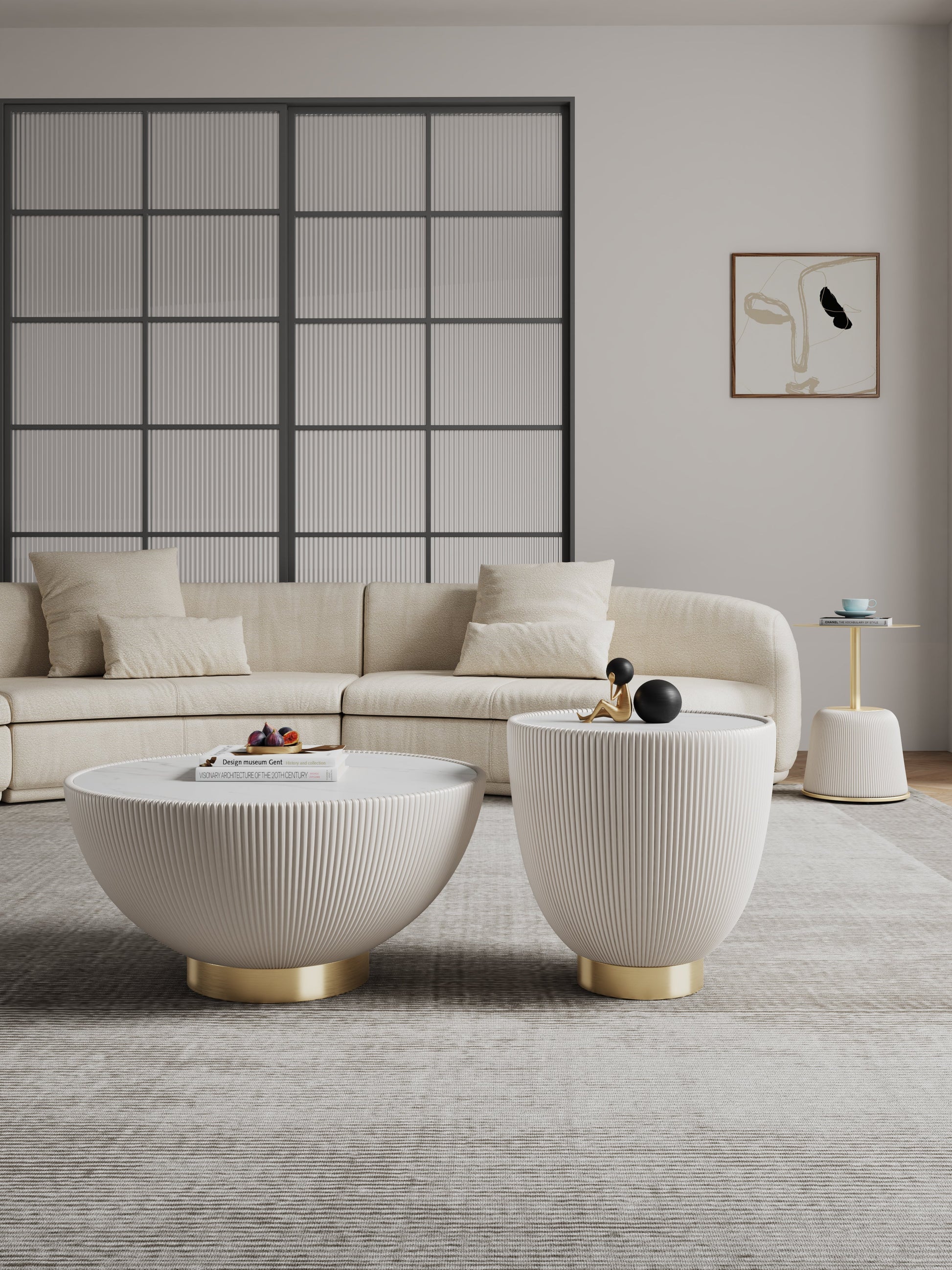 Anderson Coffee Table, End Table 1.0 and End Table 2.0 in Cream (set of 3) - Ornate Home