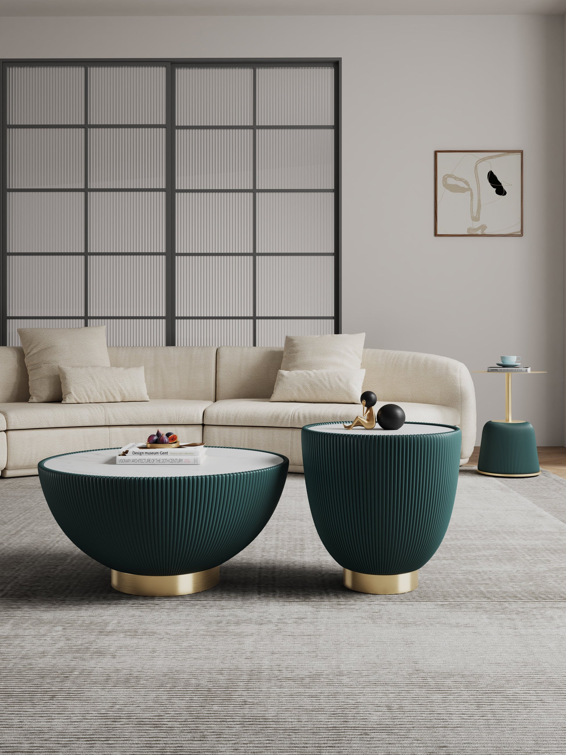 Anderson Coffee Table, End Table 1.0 and End Table 2.0 in Green (set of 3) - Ornate Home