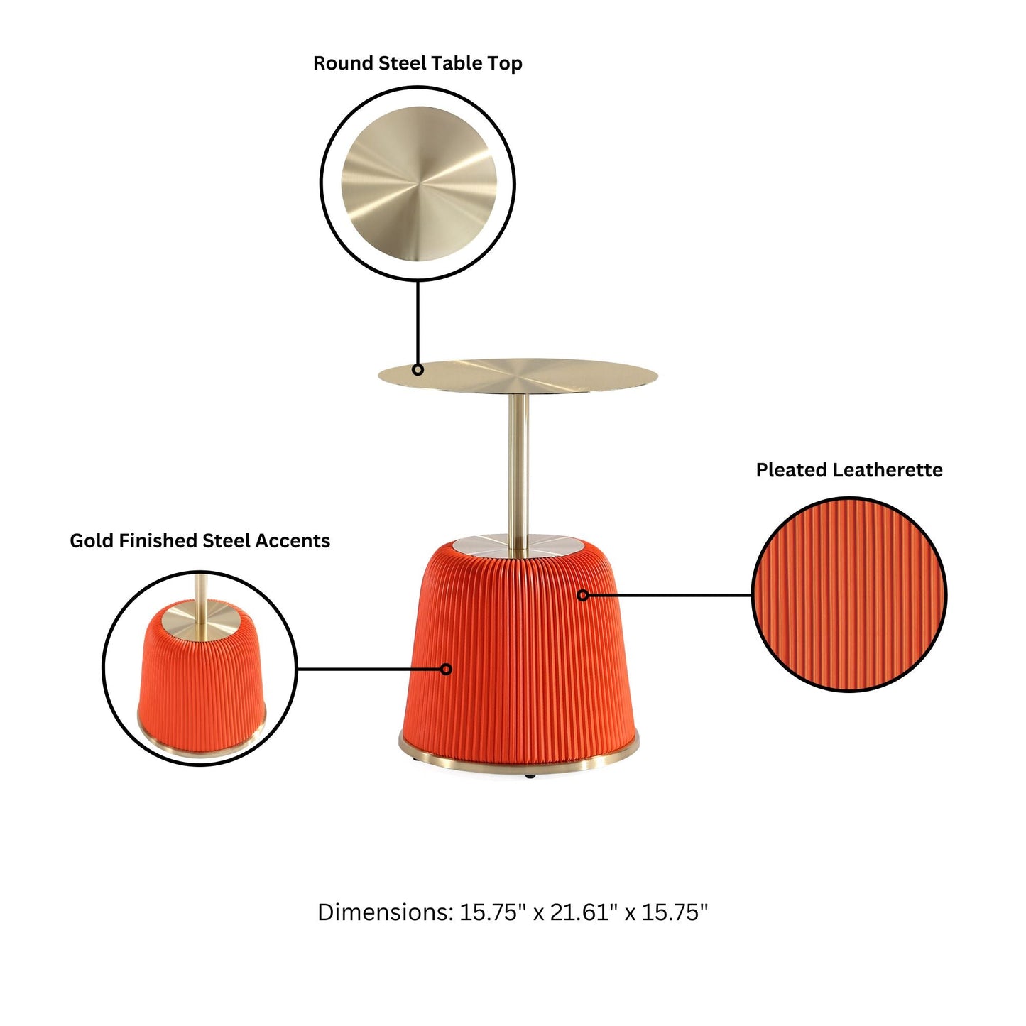 Anderson Coffee Table, End Table 1.0 and End Table 2.0 in Orange (set of 3) - Ornate Home