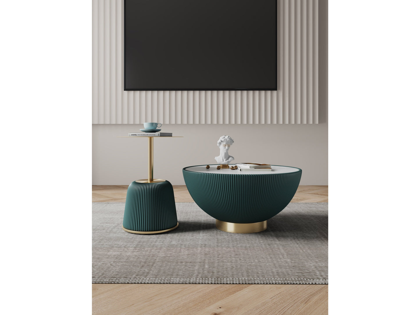 Anderson Coffee Table and End Table 1.0 in Green (set of 2) - Ornate Home