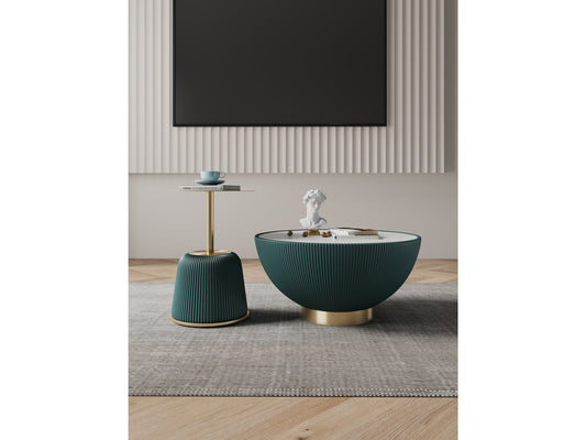 Anderson Coffee Table and End Table 1.0 in Green (set of 2) - Ornate Home