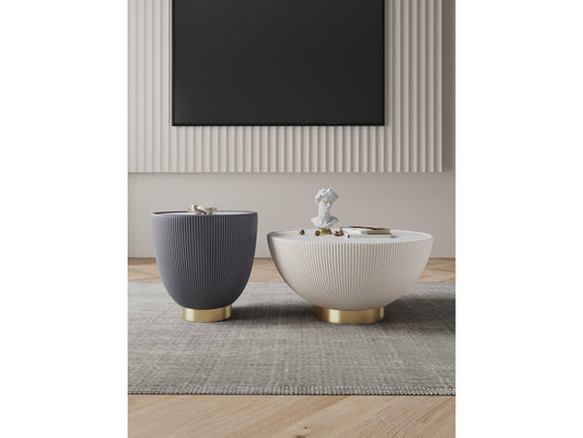 Anderson Coffee Table and End Table 2.0 in Cream and Grey (set of 2) - Ornate Home