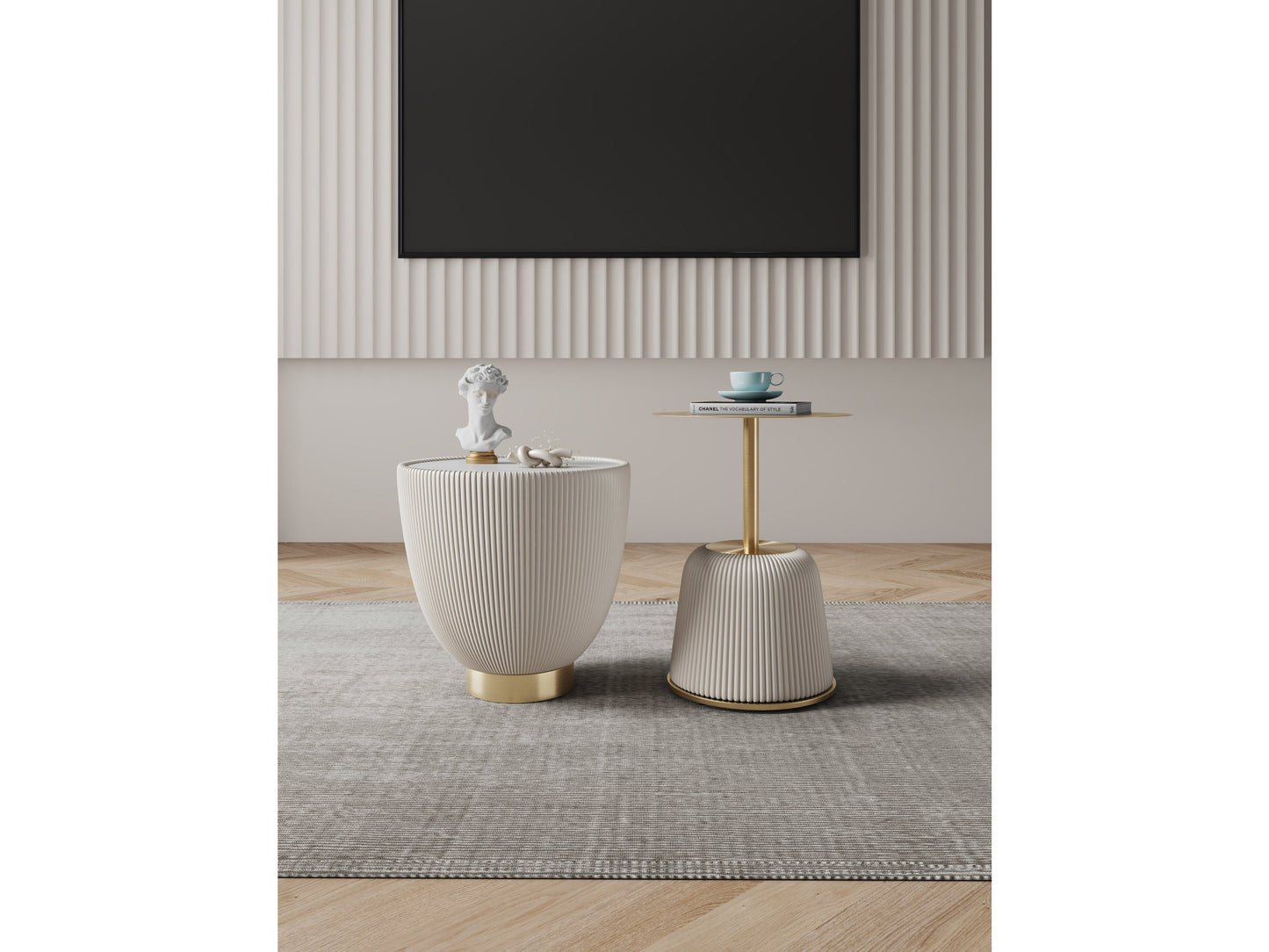 Anderson End Table 1.0 and End Table 2.0 in Cream (set of 2) - Ornate Home