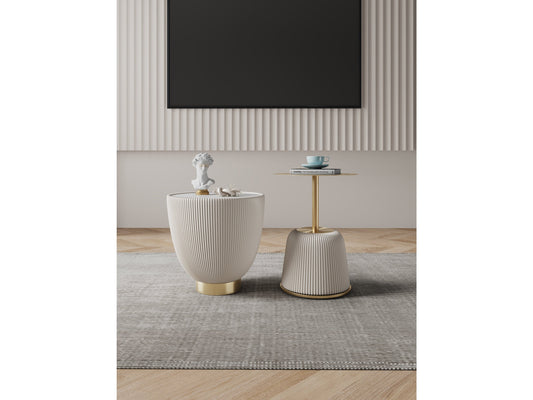 Anderson End Table 1.0 and End Table 2.0 in Cream (set of 2) - Ornate Home