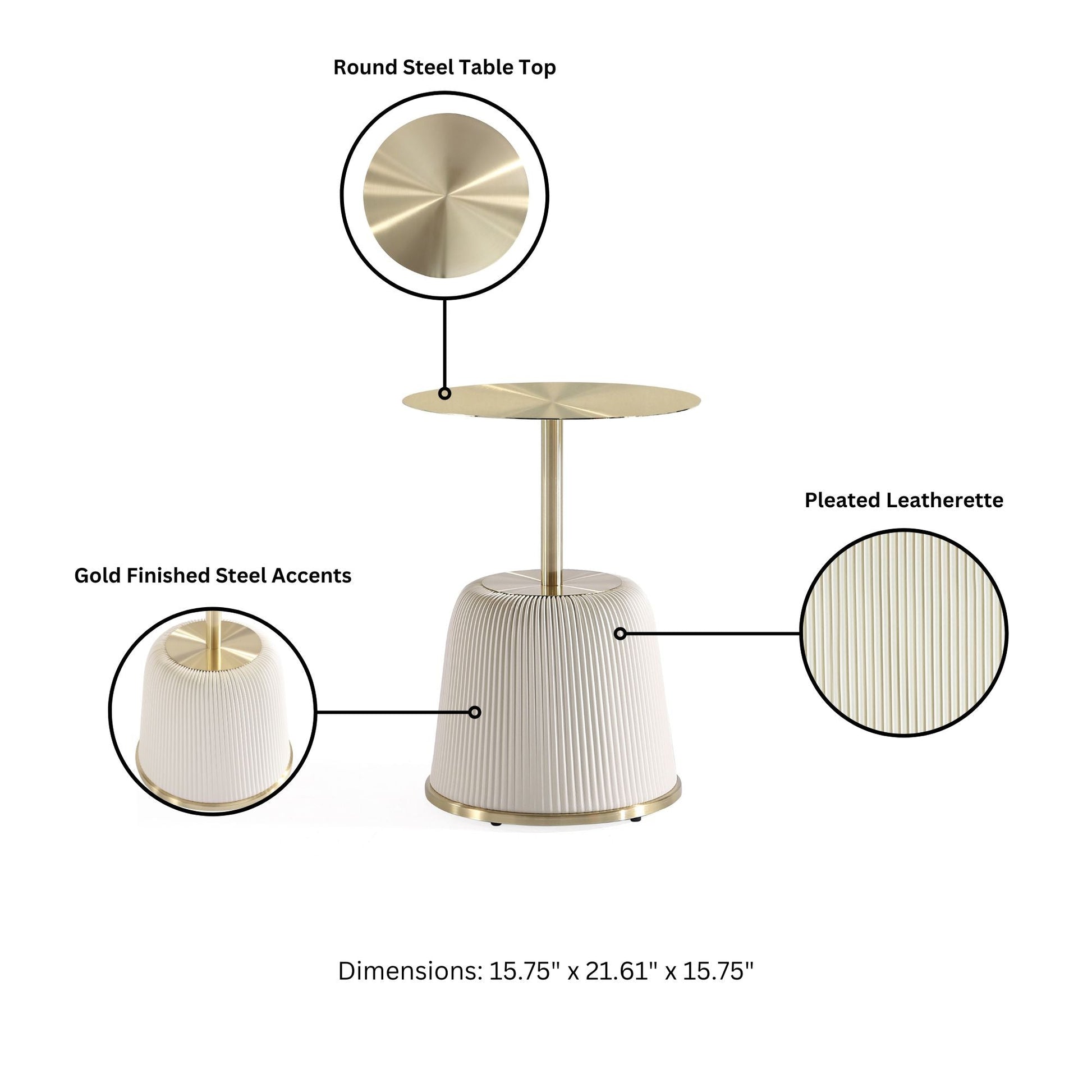Anderson End Table 1.0 in Cream (set of 2) - Ornate Home