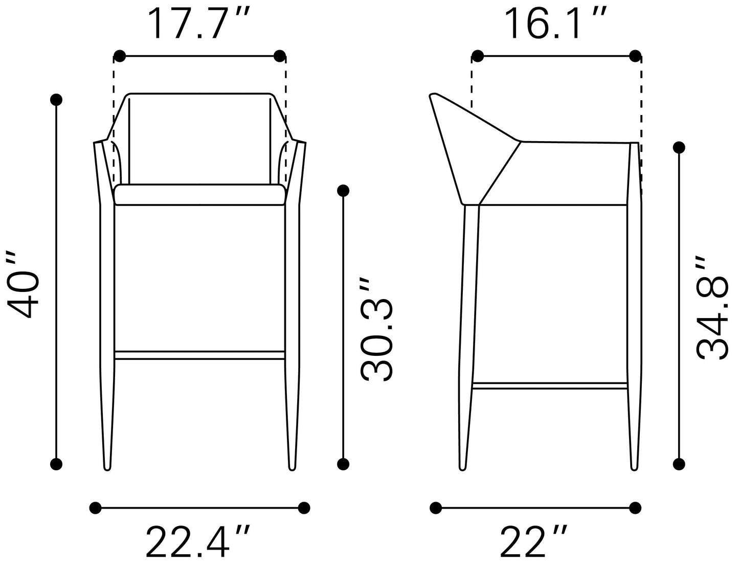 Andover Slate Gray Barstool - Ornate Home
