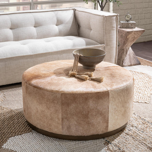 Andre Canyon Dust Round Ottoman - Ornate Home