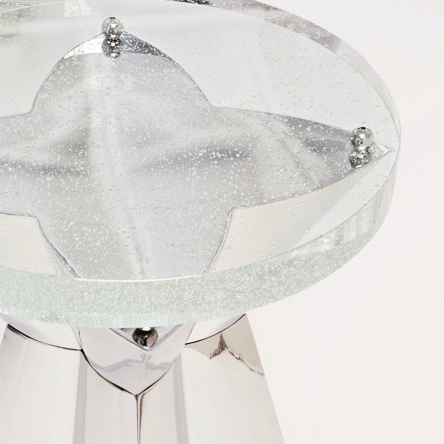 Anika Bubble Glass/Silver Accent Table - Ornate Home