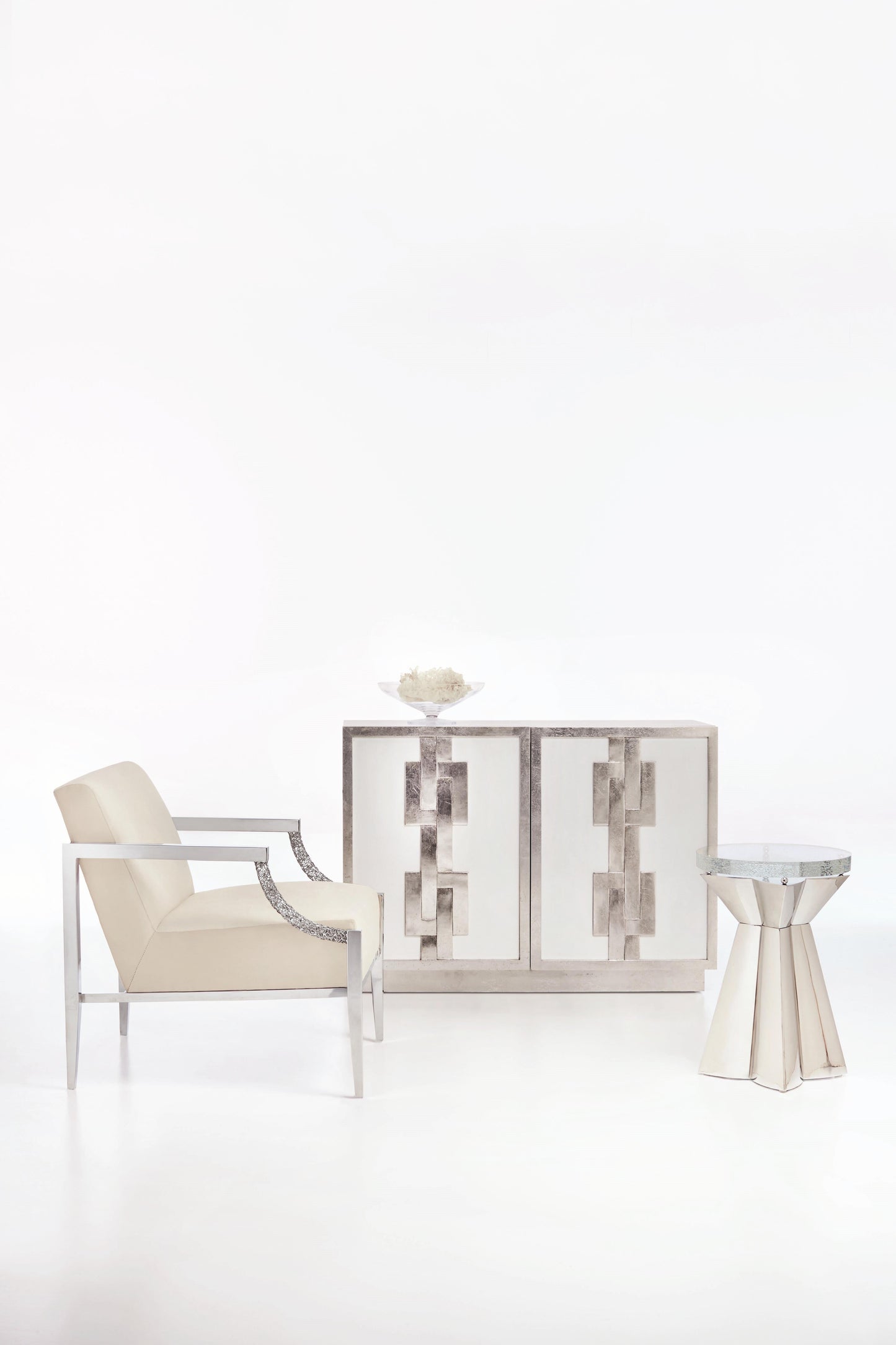Anika Bubble Glass/Silver Accent Table - Ornate Home