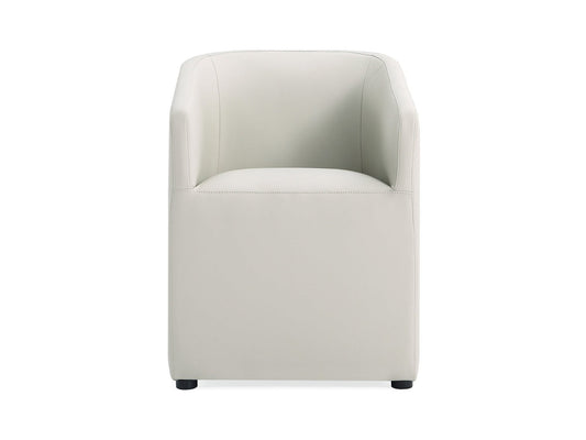 Anna Round Faux Leather Dining Armchair in Light Stone Grey - Ornate Home