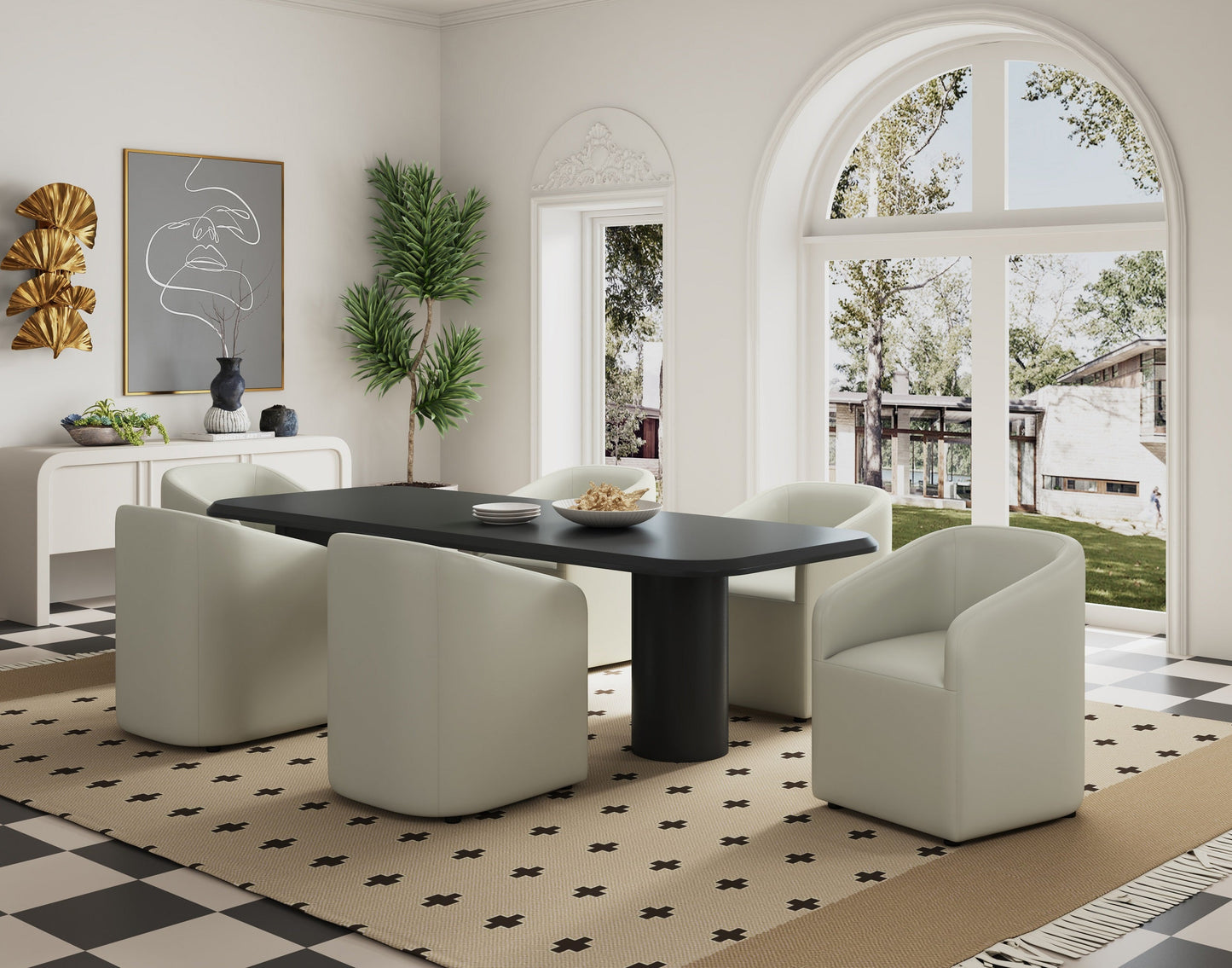 Anna Round Faux Leather Dining Armchair in Light Stone Grey - Ornate Home