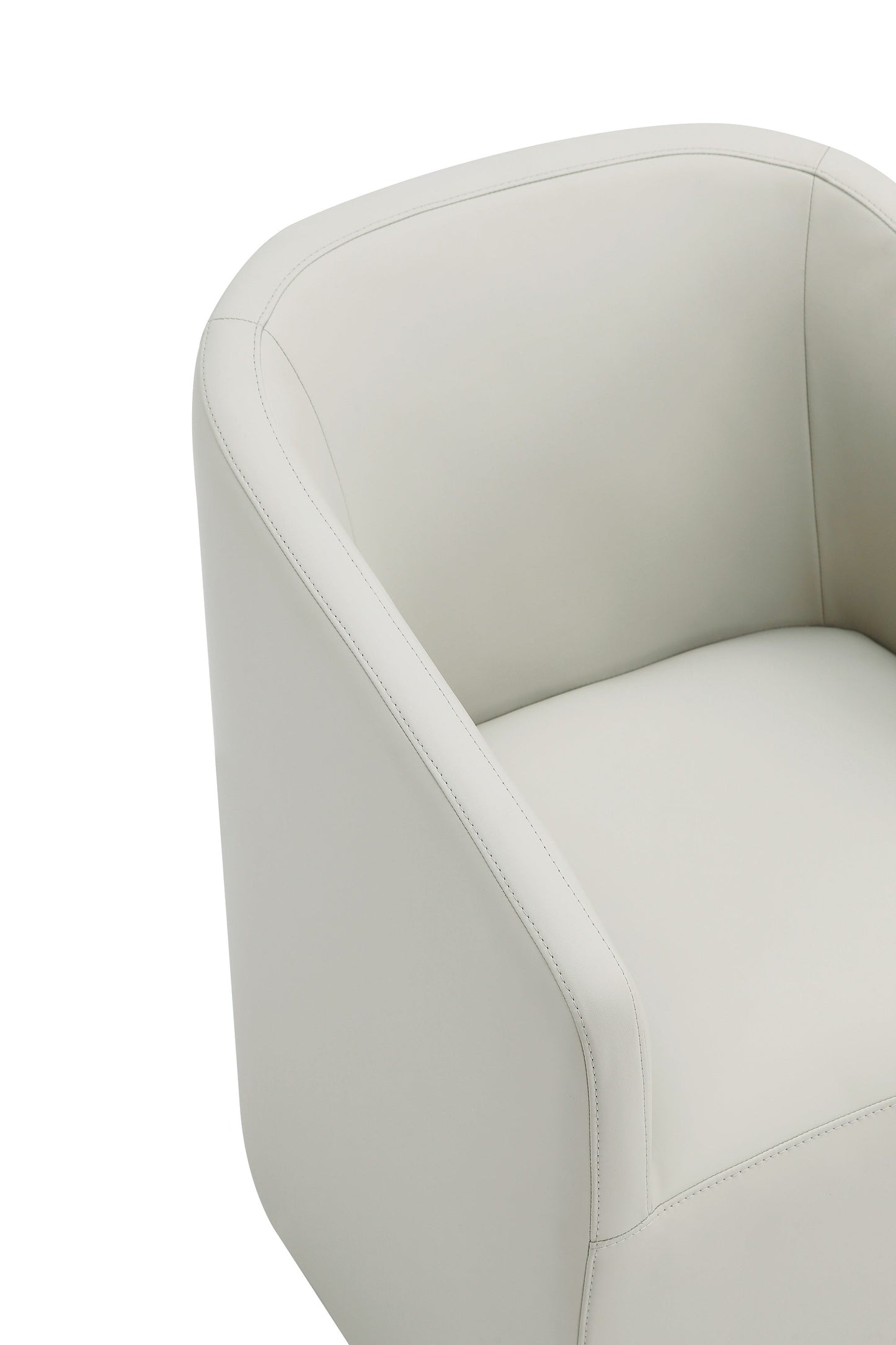 Anna Round Faux Leather Dining Armchair in Light Stone Grey - Ornate Home