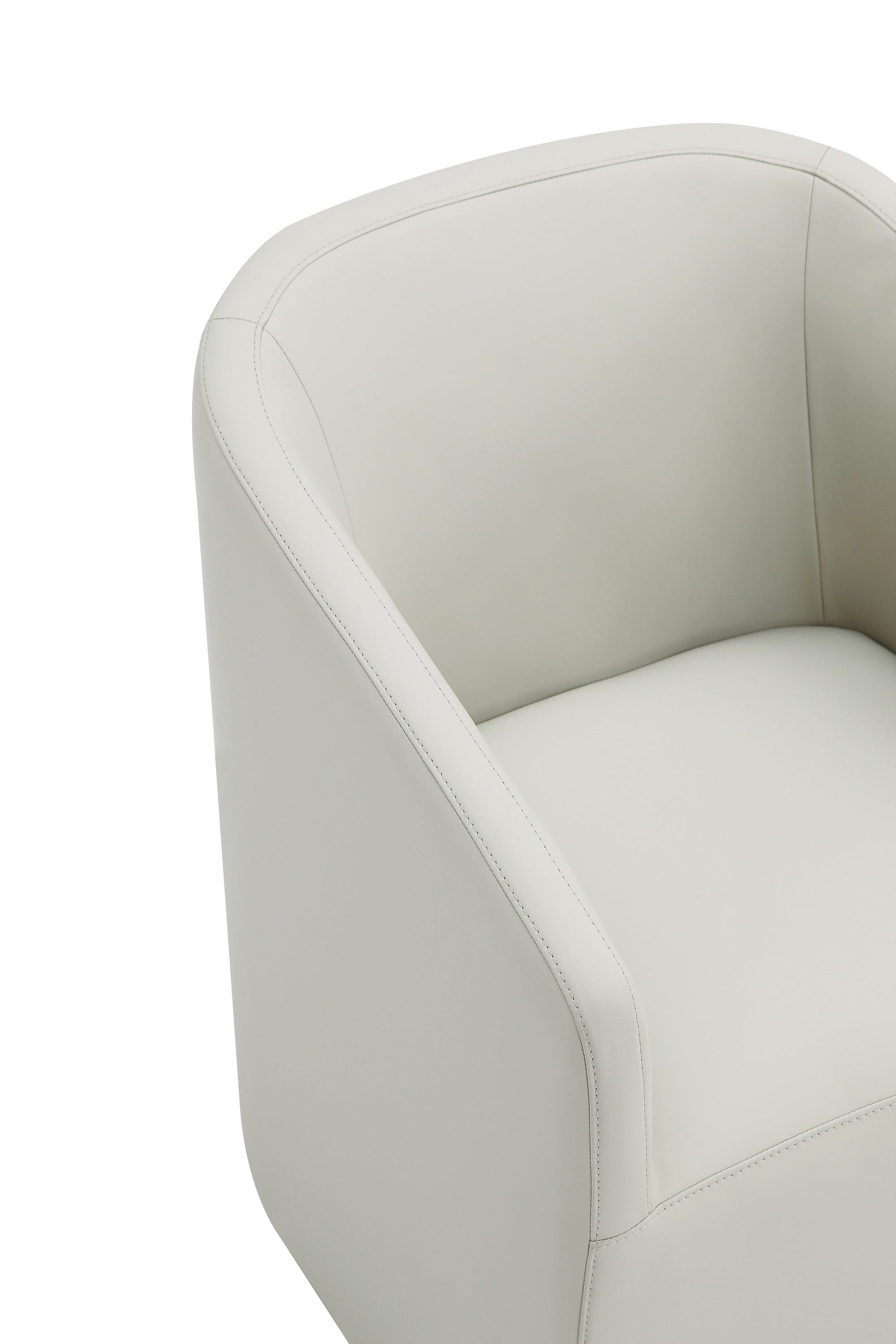 Anna Round Faux Leather Dining Armchair in Light Stone Grey - Ornate Home