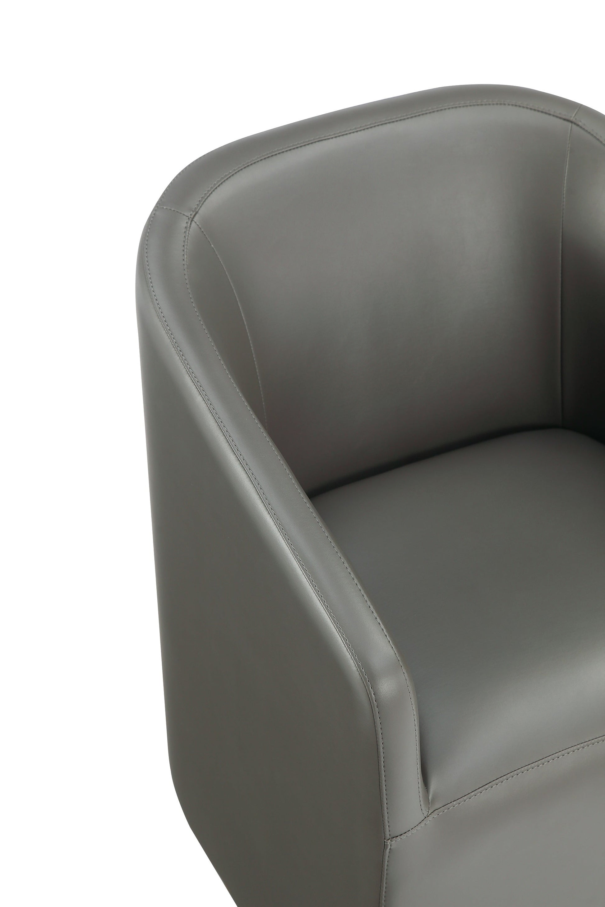 Anna Round Faux Leather Dining Armchair in Pewter - Ornate Home