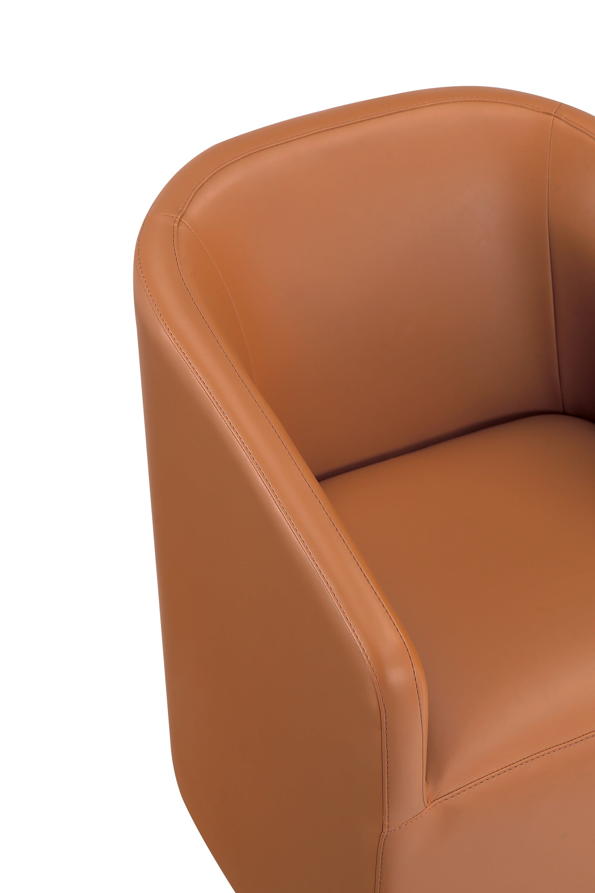 Anna Round Faux Leather Dining Armchair in Saddle - Ornate Home