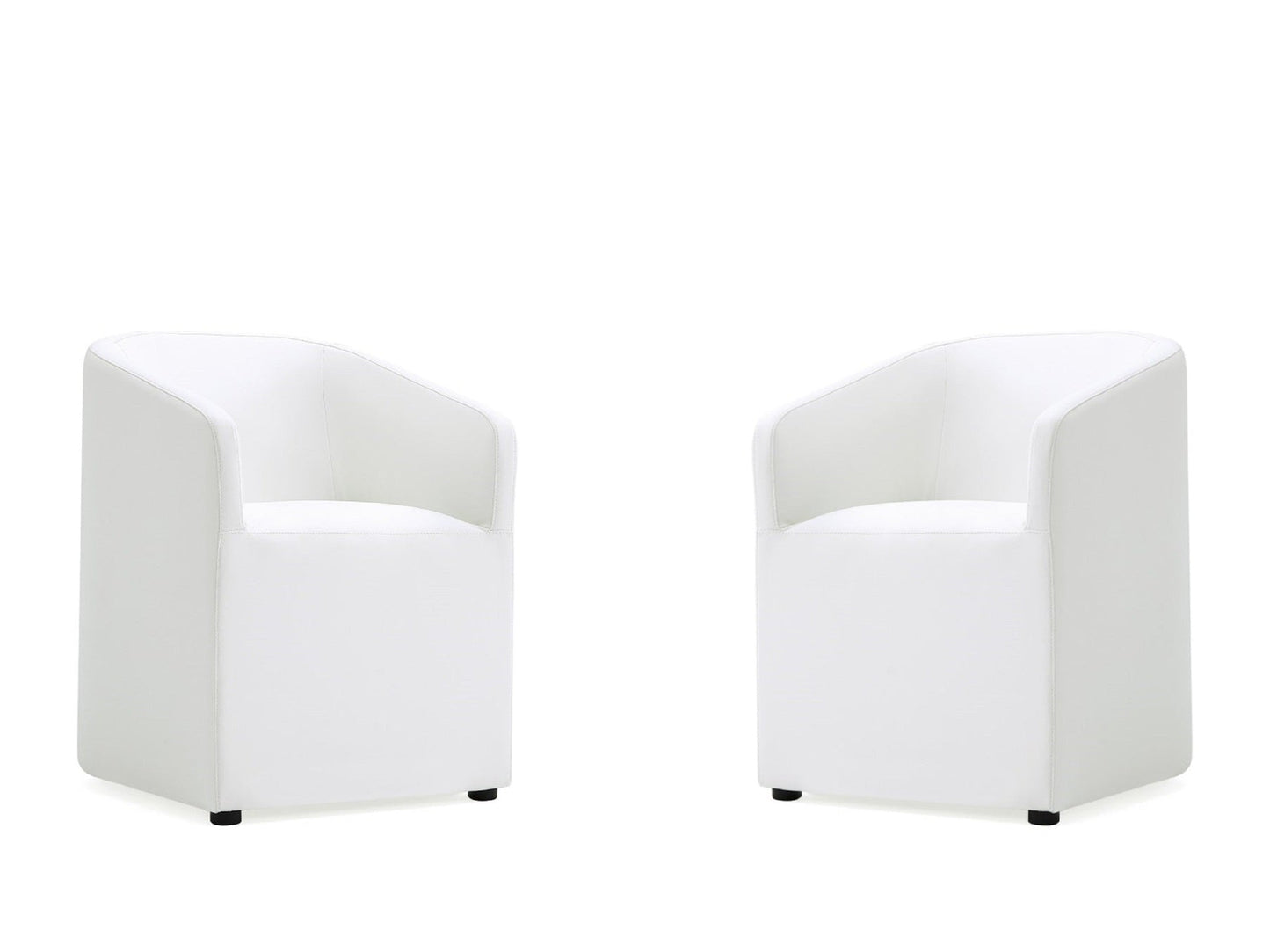 Anna Round Faux Leather Dining Chair in Cream (set of 2) - Ornate Home