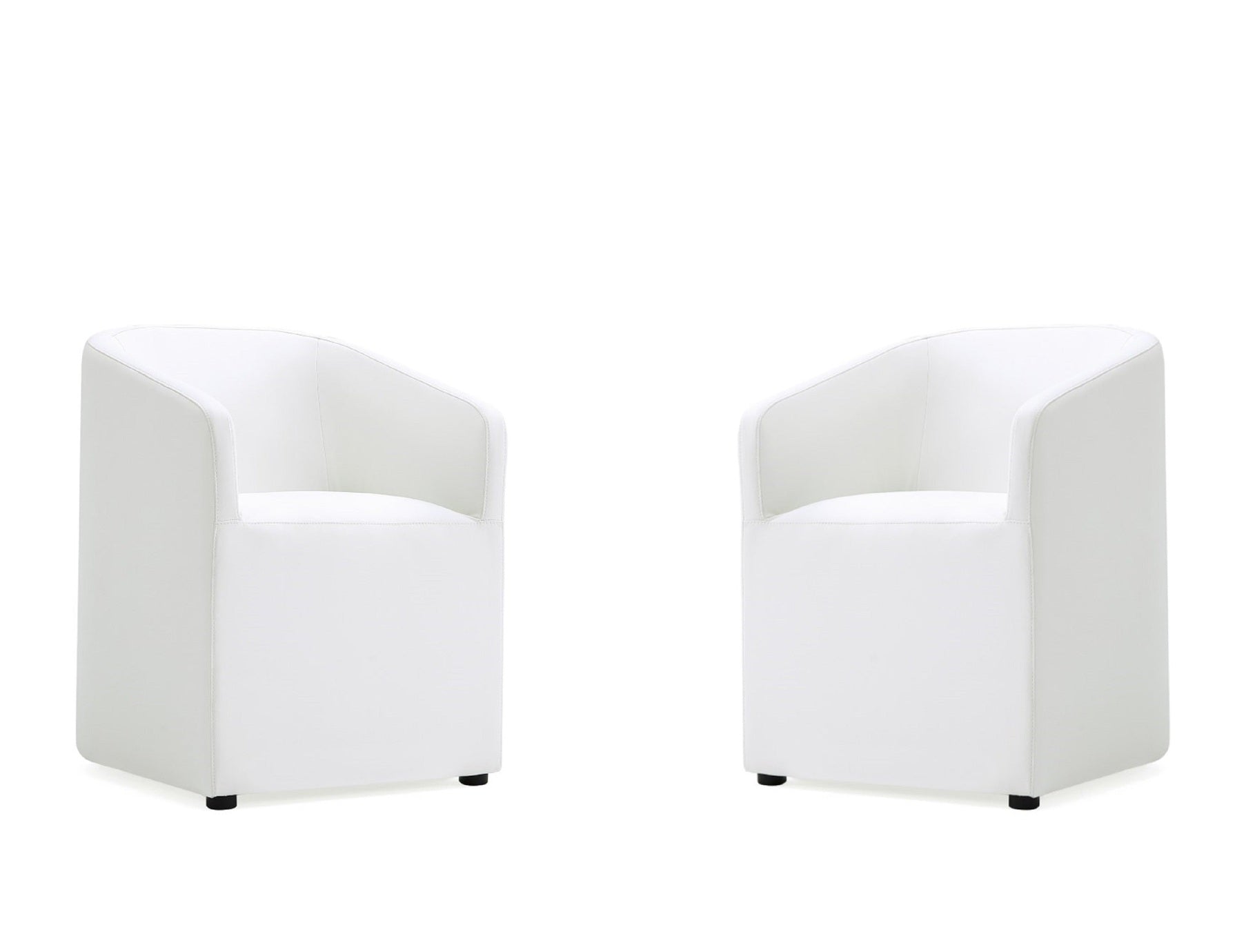 Anna Round Faux Leather Dining Chair in Cream (set of 2) - Ornate Home