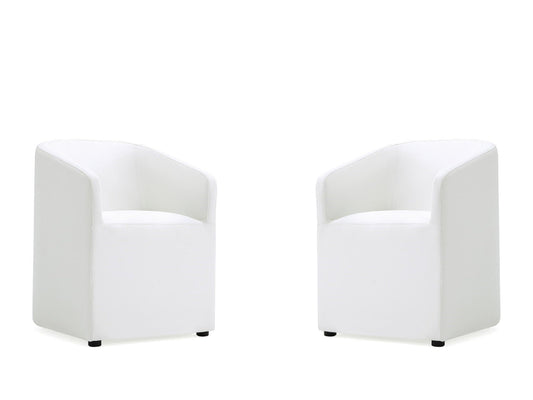 Anna Round Faux Leather Dining Chair in Cream (set of 2) - Ornate Home
