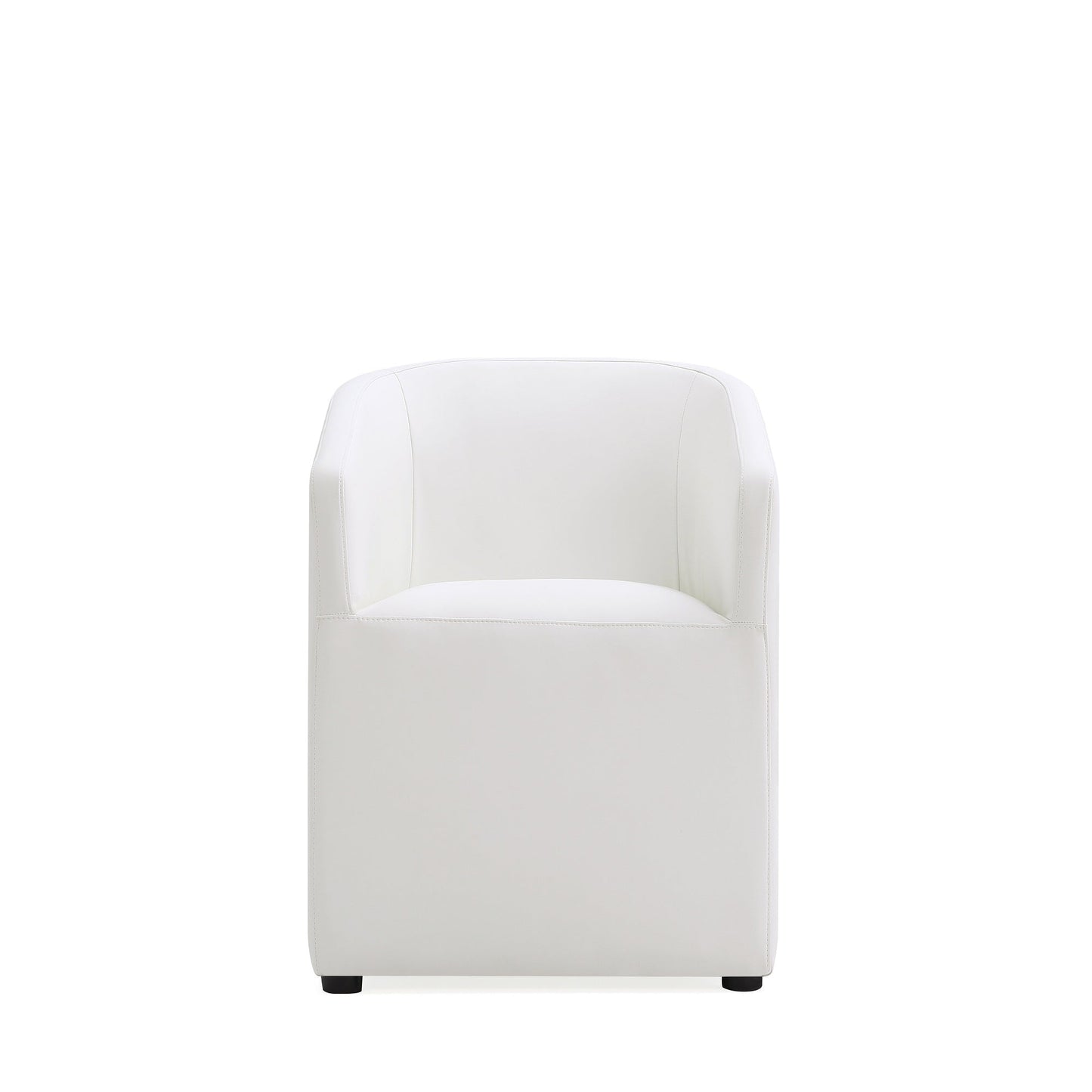 Anna Round Faux Leather Dining Chair in Cream (set of 2) - Ornate Home