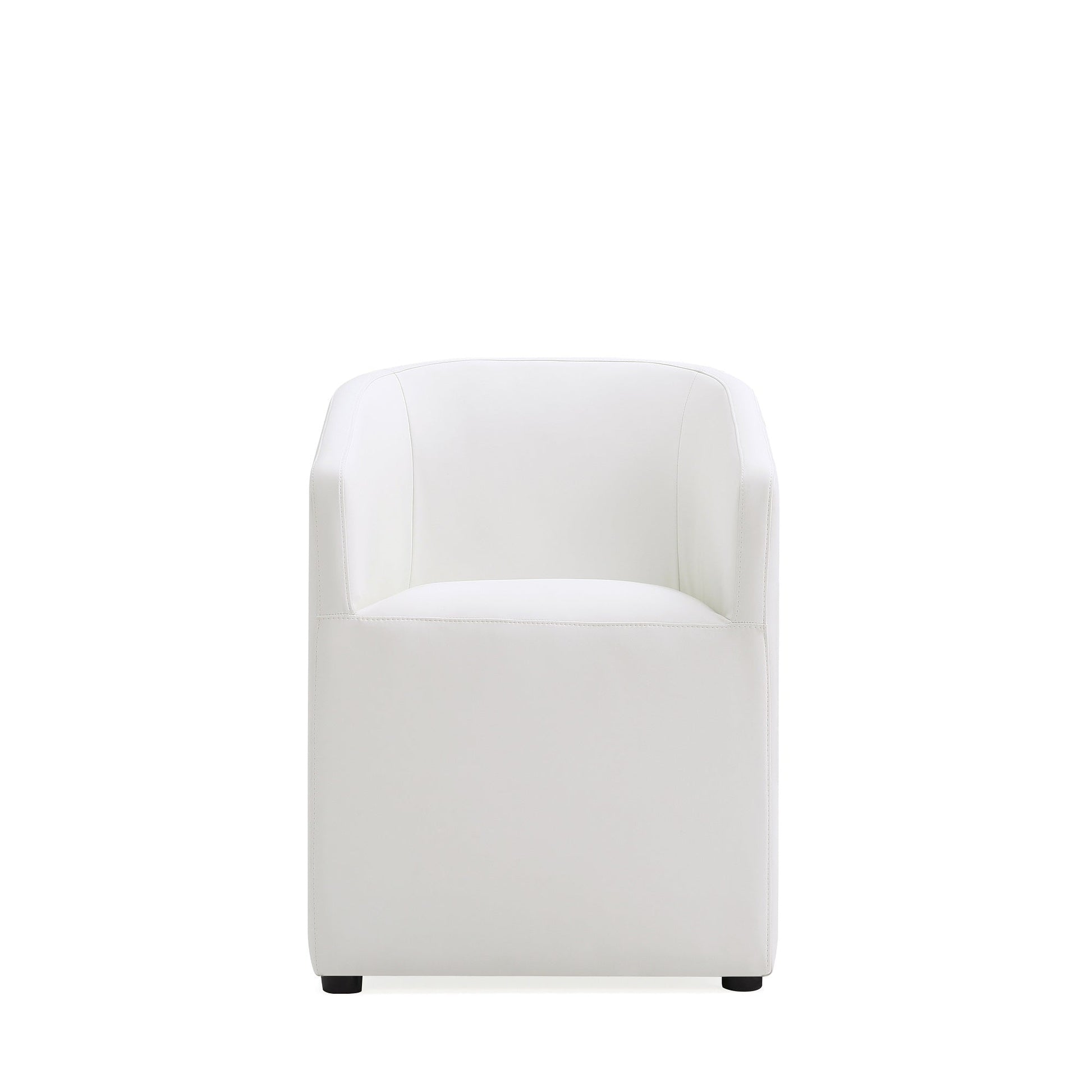 Anna Round Faux Leather Dining Chair in Cream (set of 2) - Ornate Home