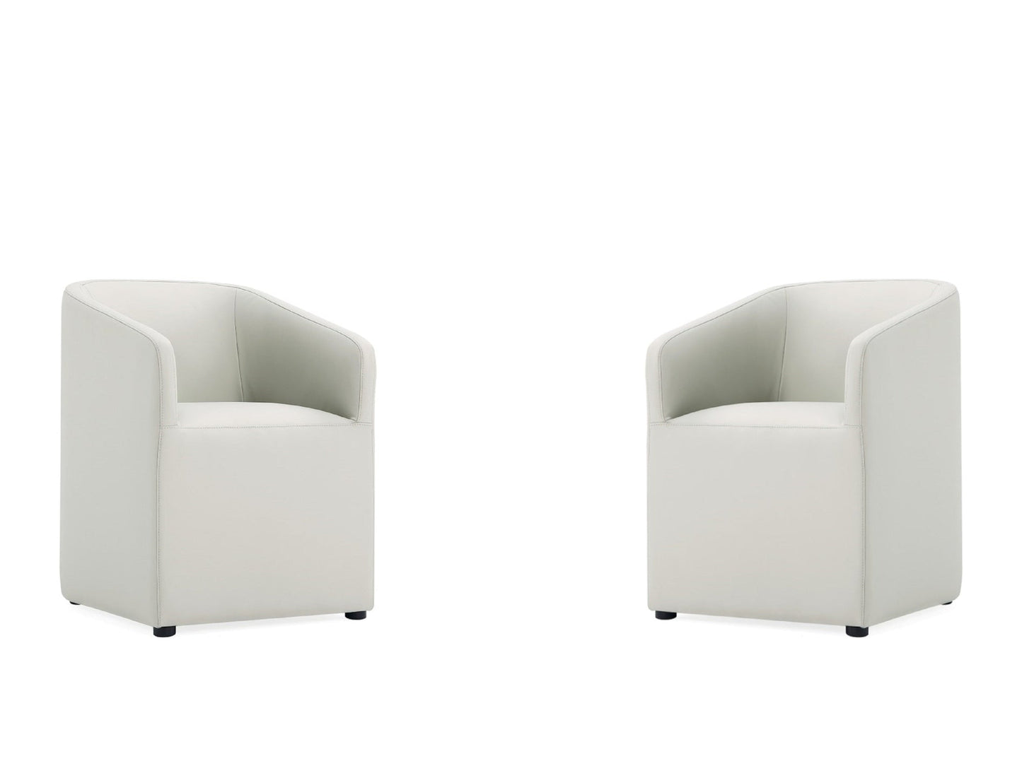 Anna Round Faux Leather Dining Chair in Light Stone Grey (set of 2) - Ornate Home