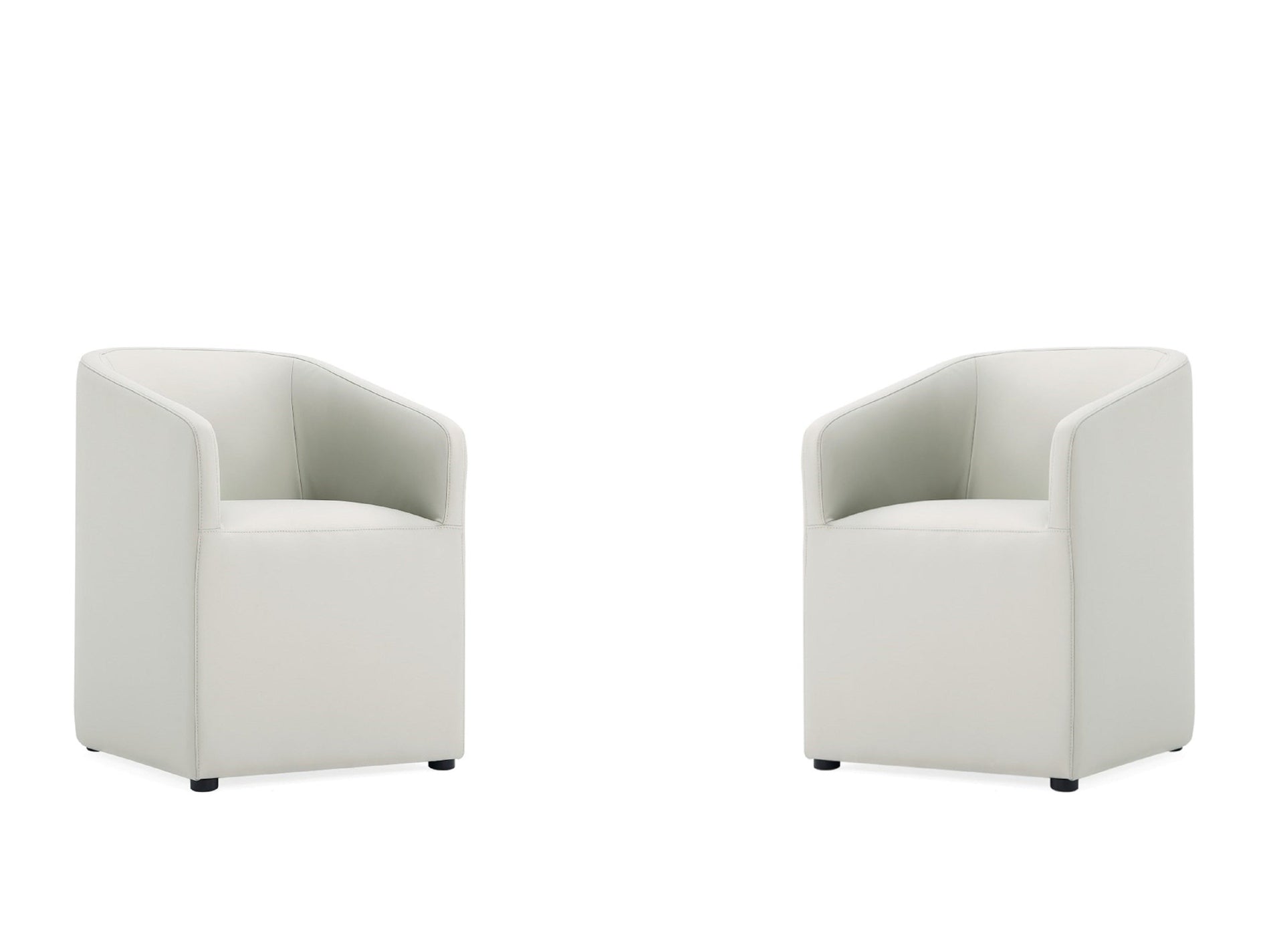 Anna Round Faux Leather Dining Chair in Light Stone Grey (set of 2) - Ornate Home