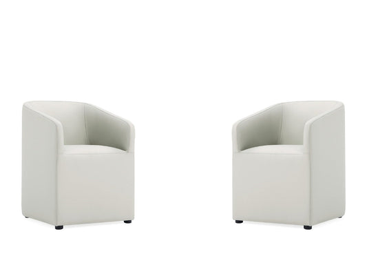 Anna Round Faux Leather Dining Chair in Light Stone Grey (set of 2) - Ornate Home