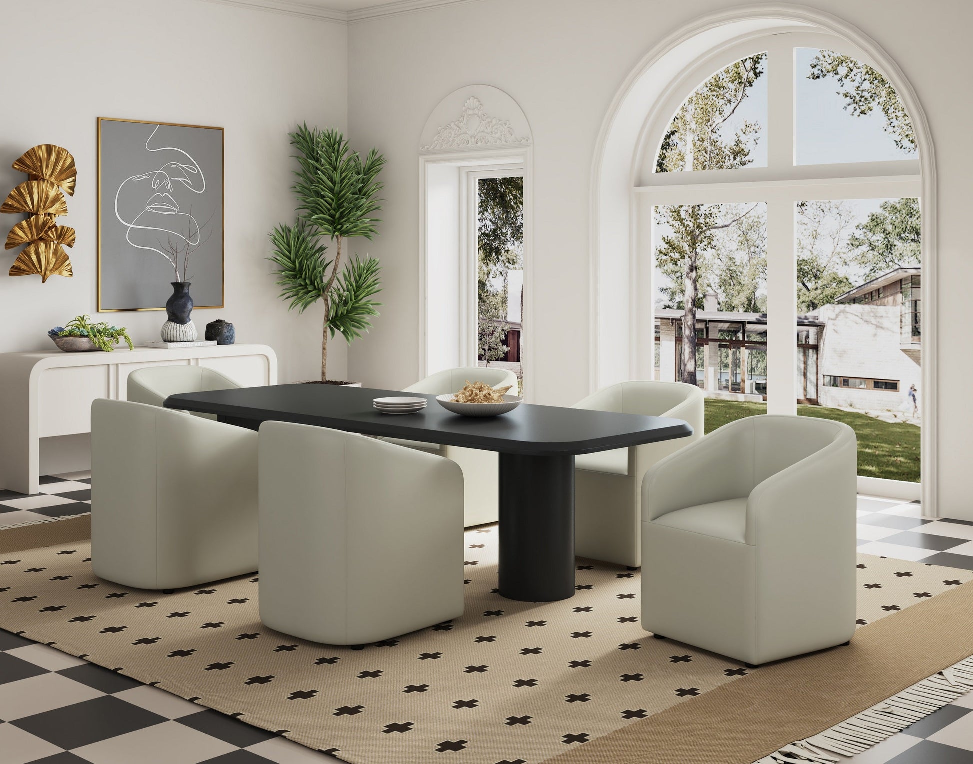Anna Round Faux Leather Dining Chair in Light Stone Grey (set of 2) - Ornate Home