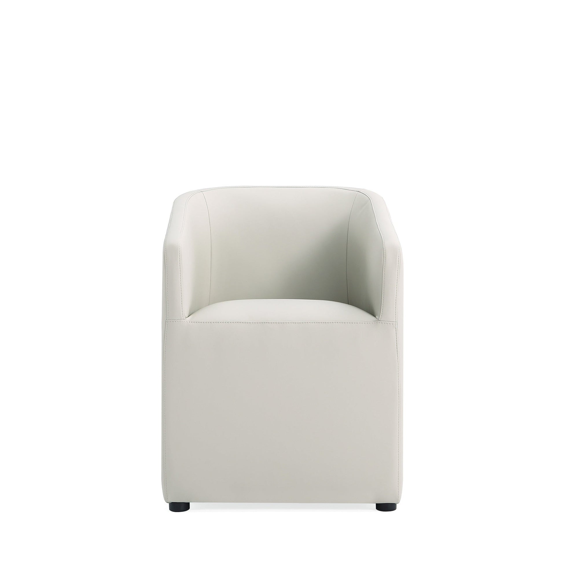 Anna Round Faux Leather Dining Chair in Light Stone Grey (set of 2) - Ornate Home