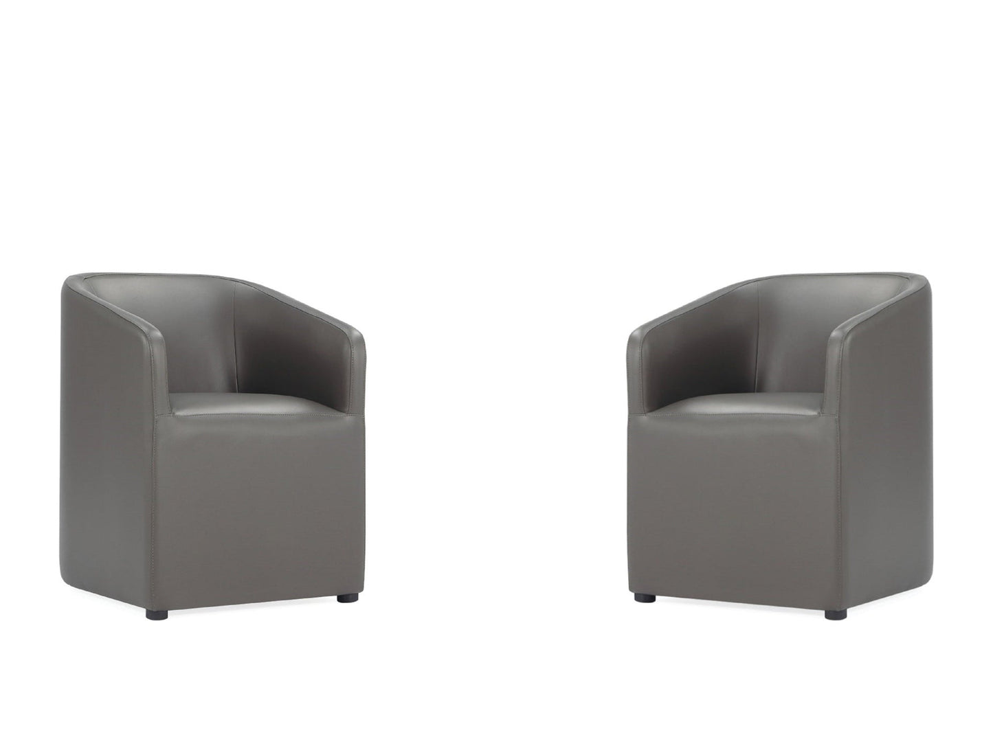Anna Round Faux Leather Dining Chair in Pewter (set of 2) - Ornate Home