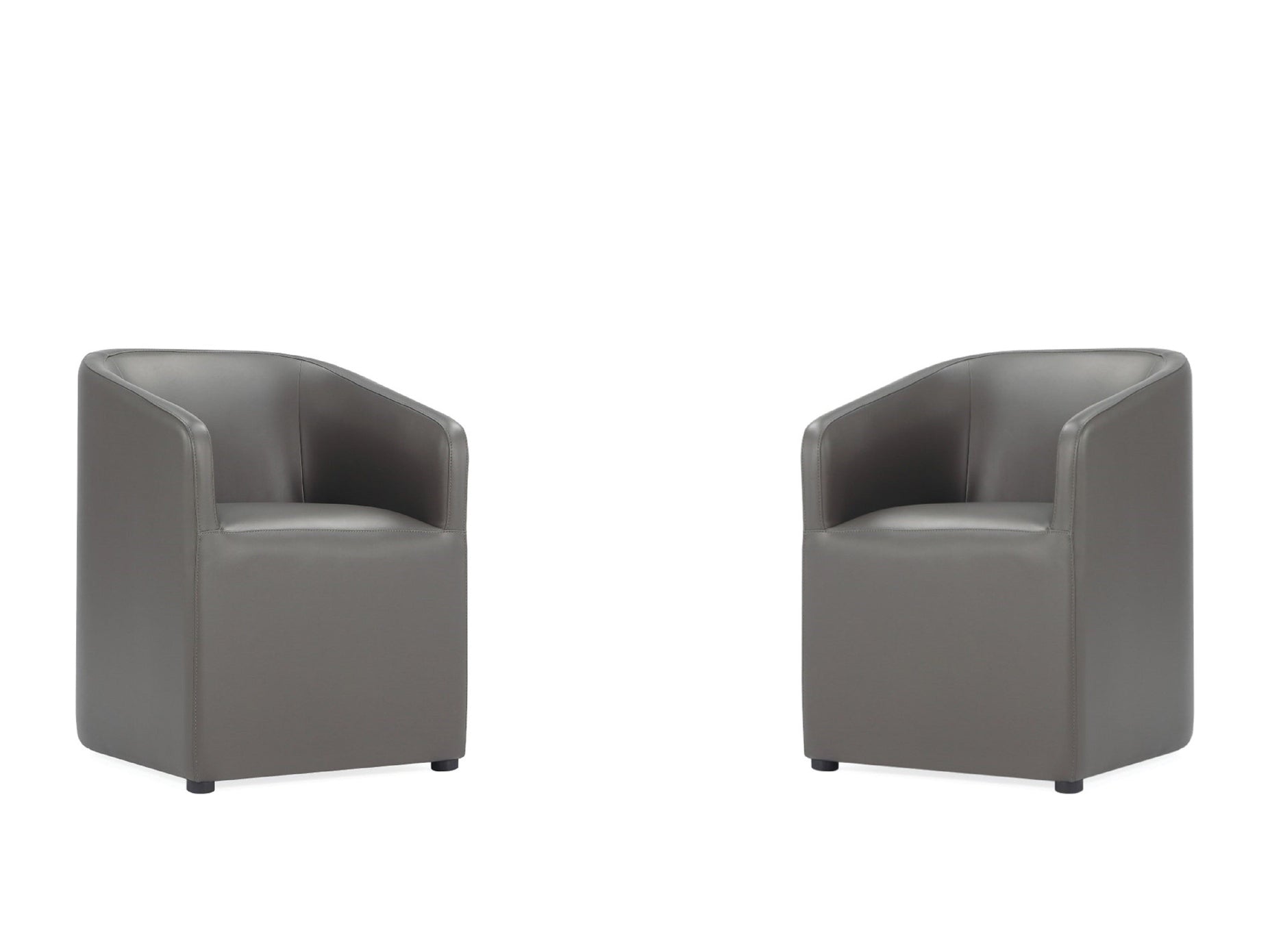 Anna Round Faux Leather Dining Chair in Pewter (set of 2) - Ornate Home