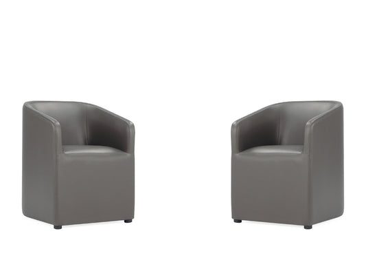 Anna Round Faux Leather Dining Chair in Pewter (set of 2) - Ornate Home
