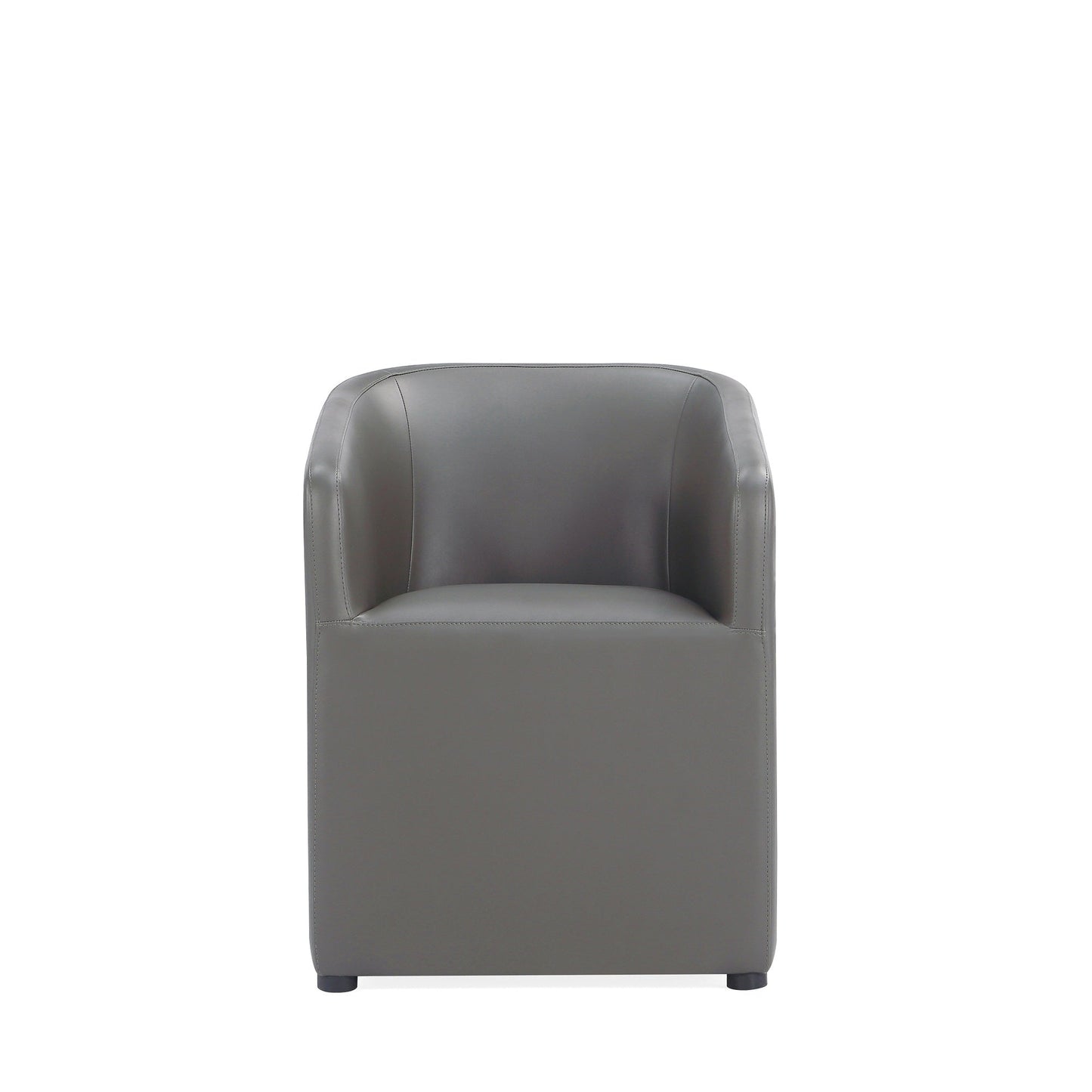 Anna Round Faux Leather Dining Chair in Pewter (set of 2) - Ornate Home