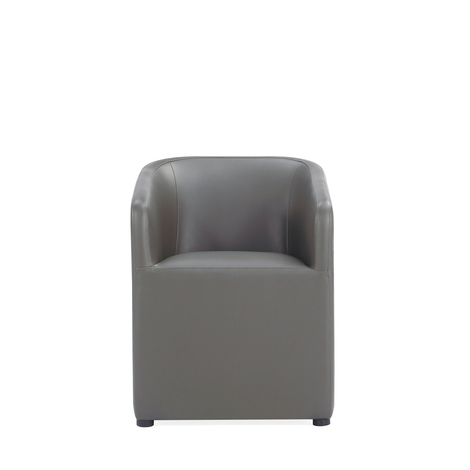 Anna Round Faux Leather Dining Chair in Pewter (set of 2) - Ornate Home