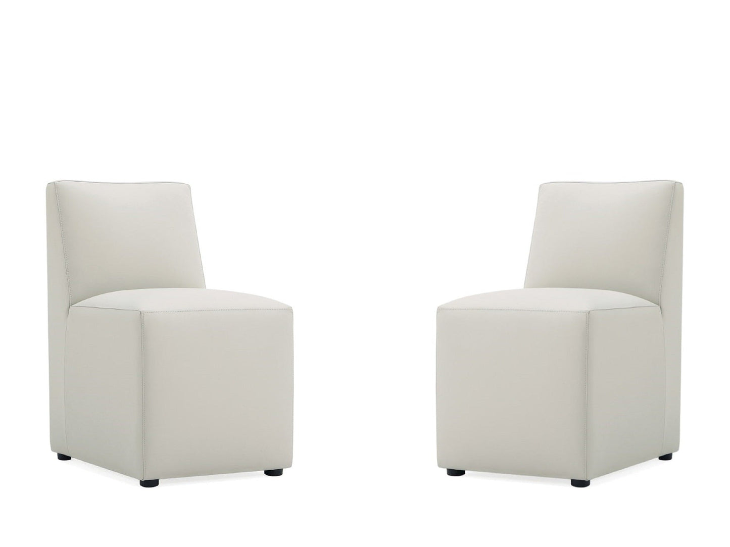 Anna Square Faux Leather Armless Dining Chair in Light Stone Grey (set of 2) - Ornate Home