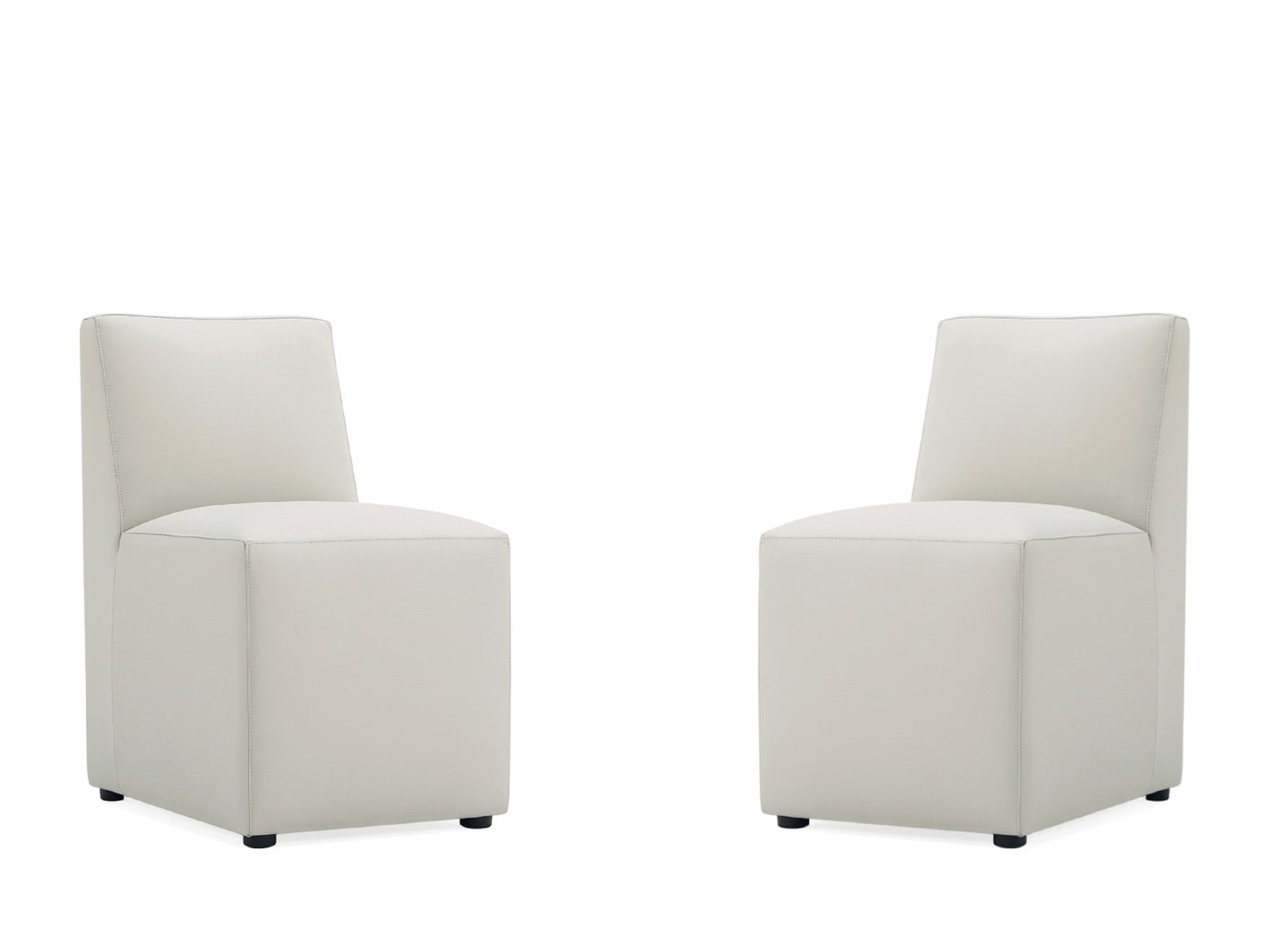 Anna Square Faux Leather Armless Dining Chair in Light Stone Grey (set of 2) - Ornate Home