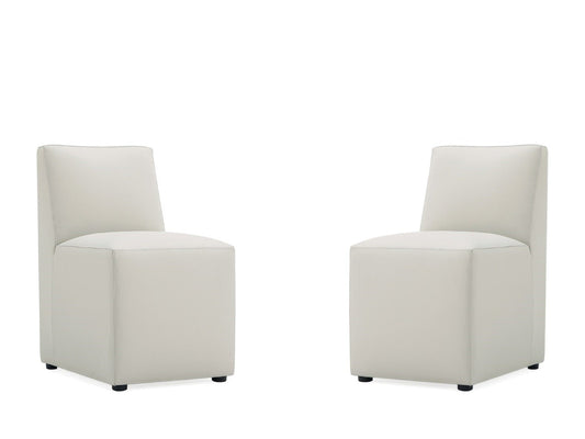 Anna Square Faux Leather Armless Dining Chair in Light Stone Grey (set of 2) - Ornate Home