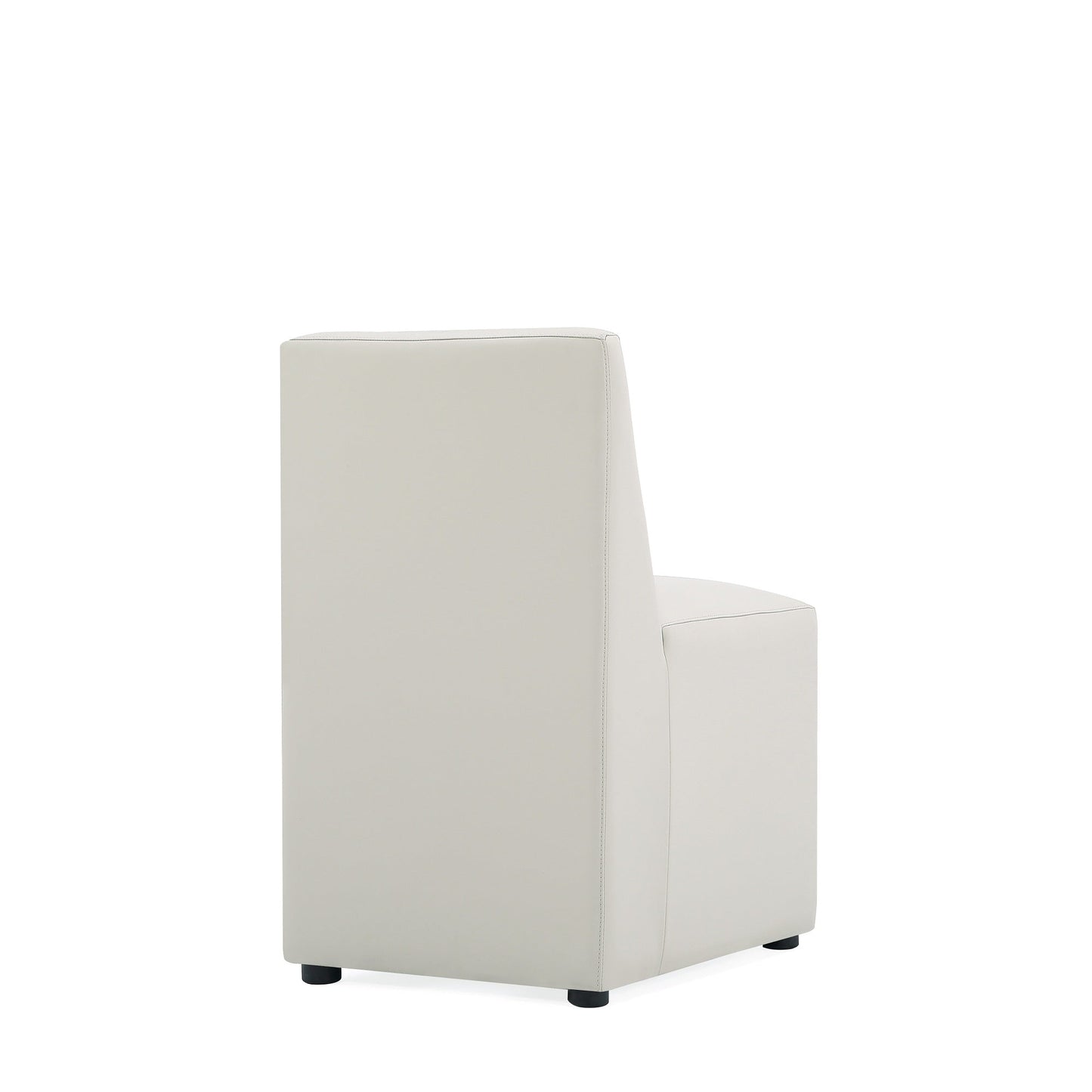 Anna Square Faux Leather Armless Dining Chair in Light Stone Grey (set of 2) - Ornate Home