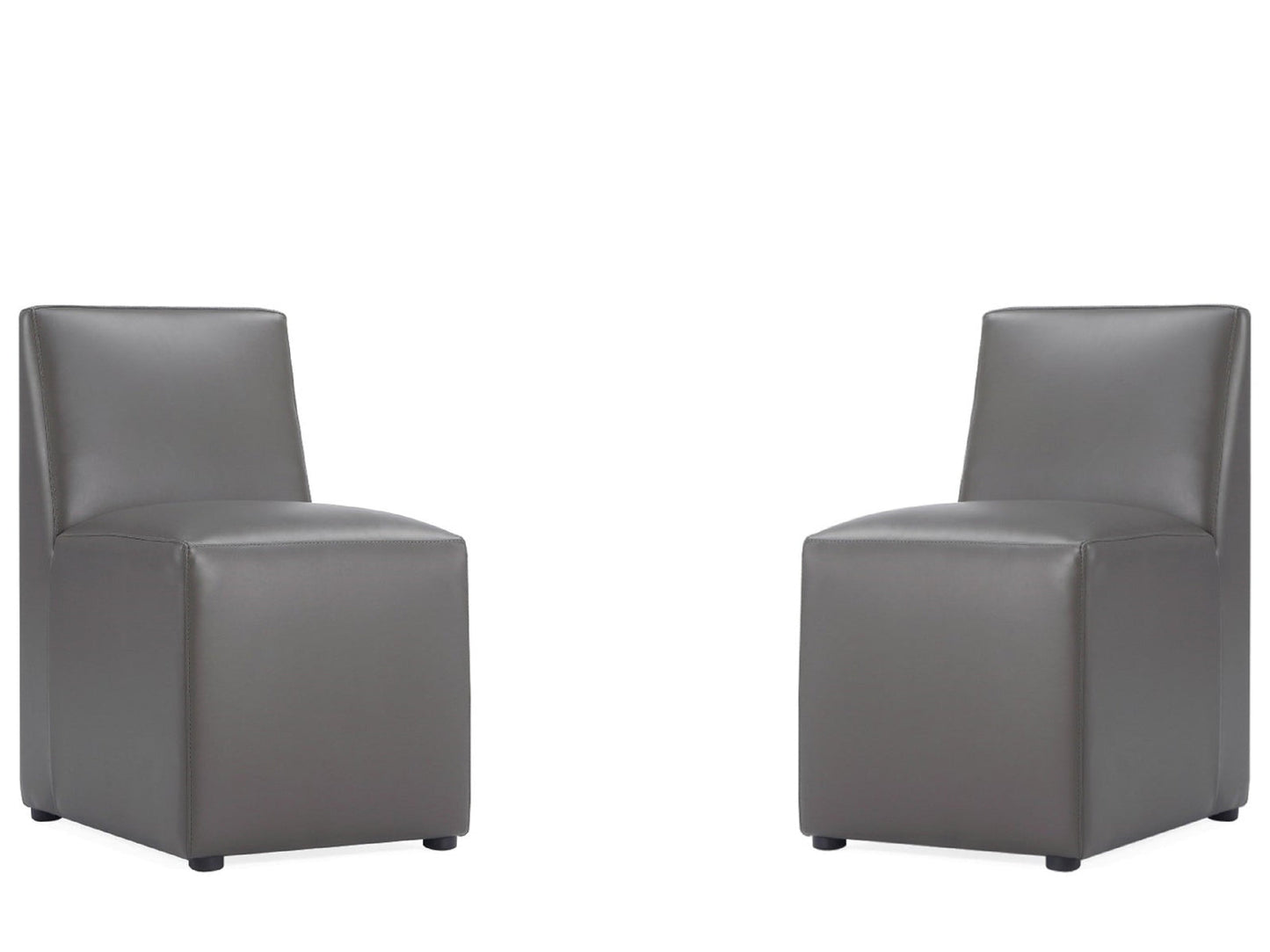 Anna Square Faux Leather Armless Dining Chair in Pewter (set of 2) - Ornate Home