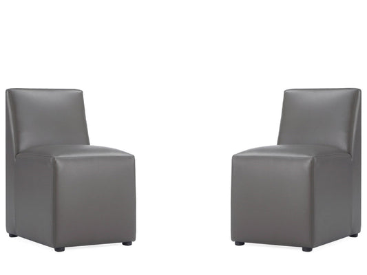 Anna Square Faux Leather Armless Dining Chair in Pewter (set of 2) - Ornate Home