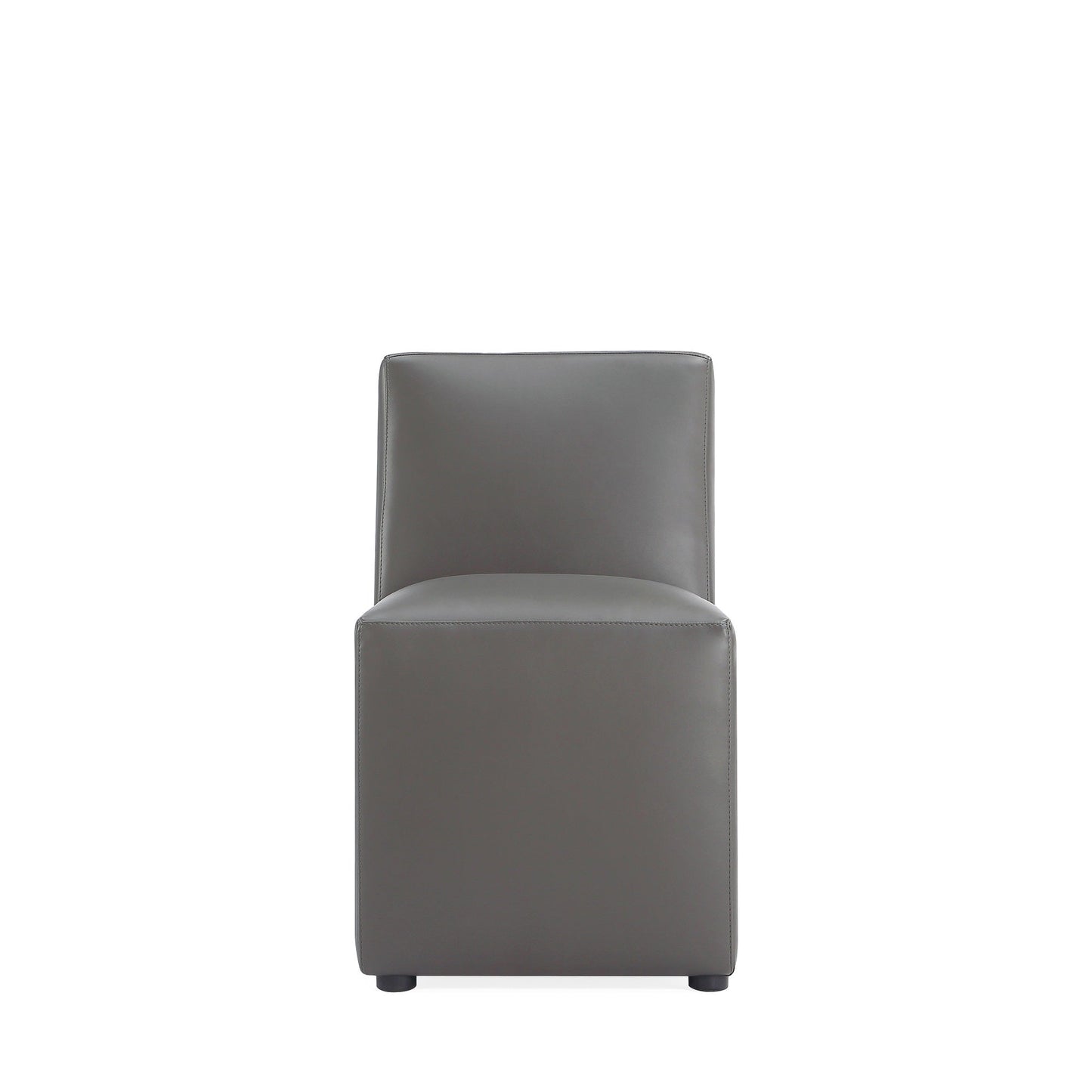Anna Square Faux Leather Armless Dining Chair in Pewter (set of 2) - Ornate Home