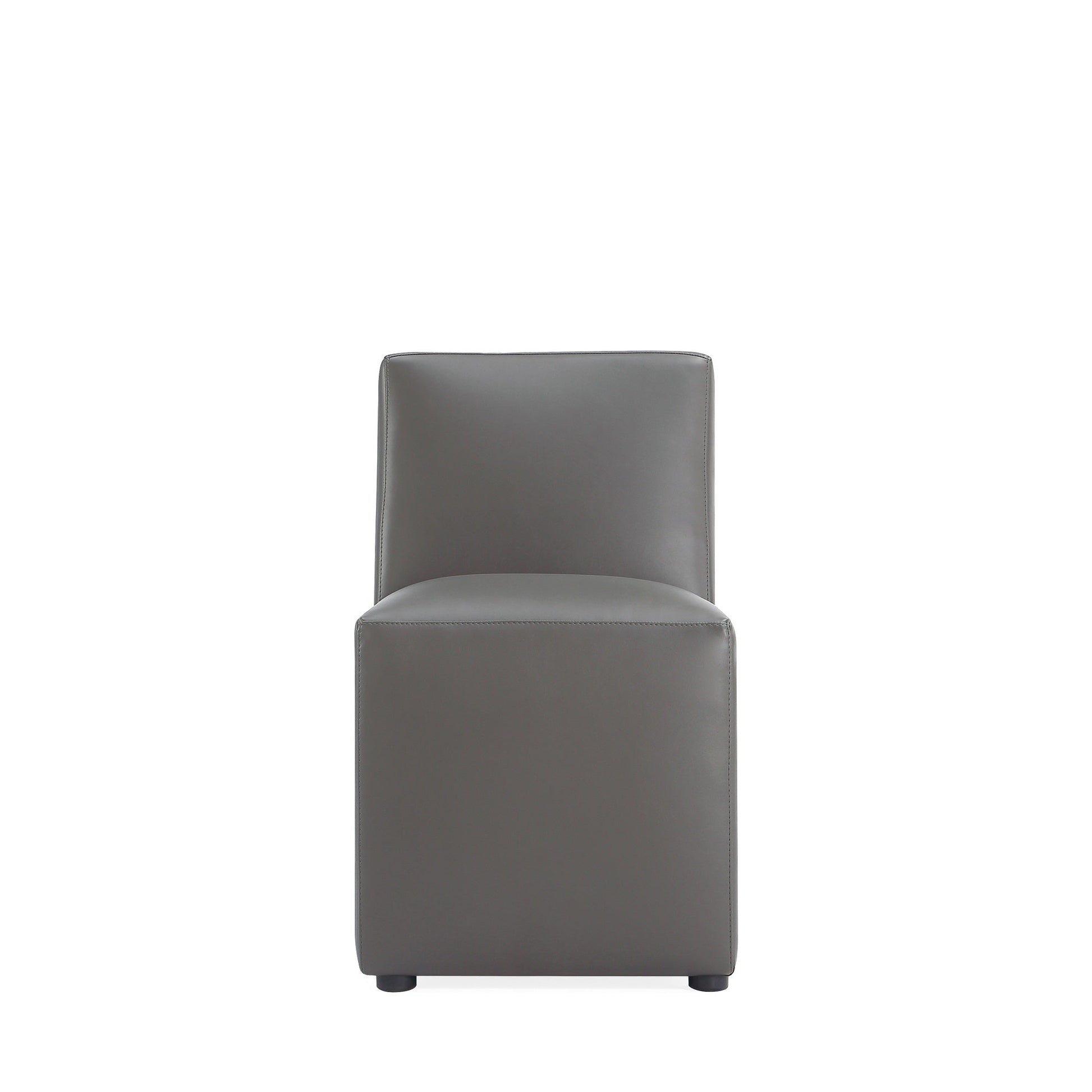 Anna Square Faux Leather Armless Dining Chair in Pewter (set of 2) - Ornate Home