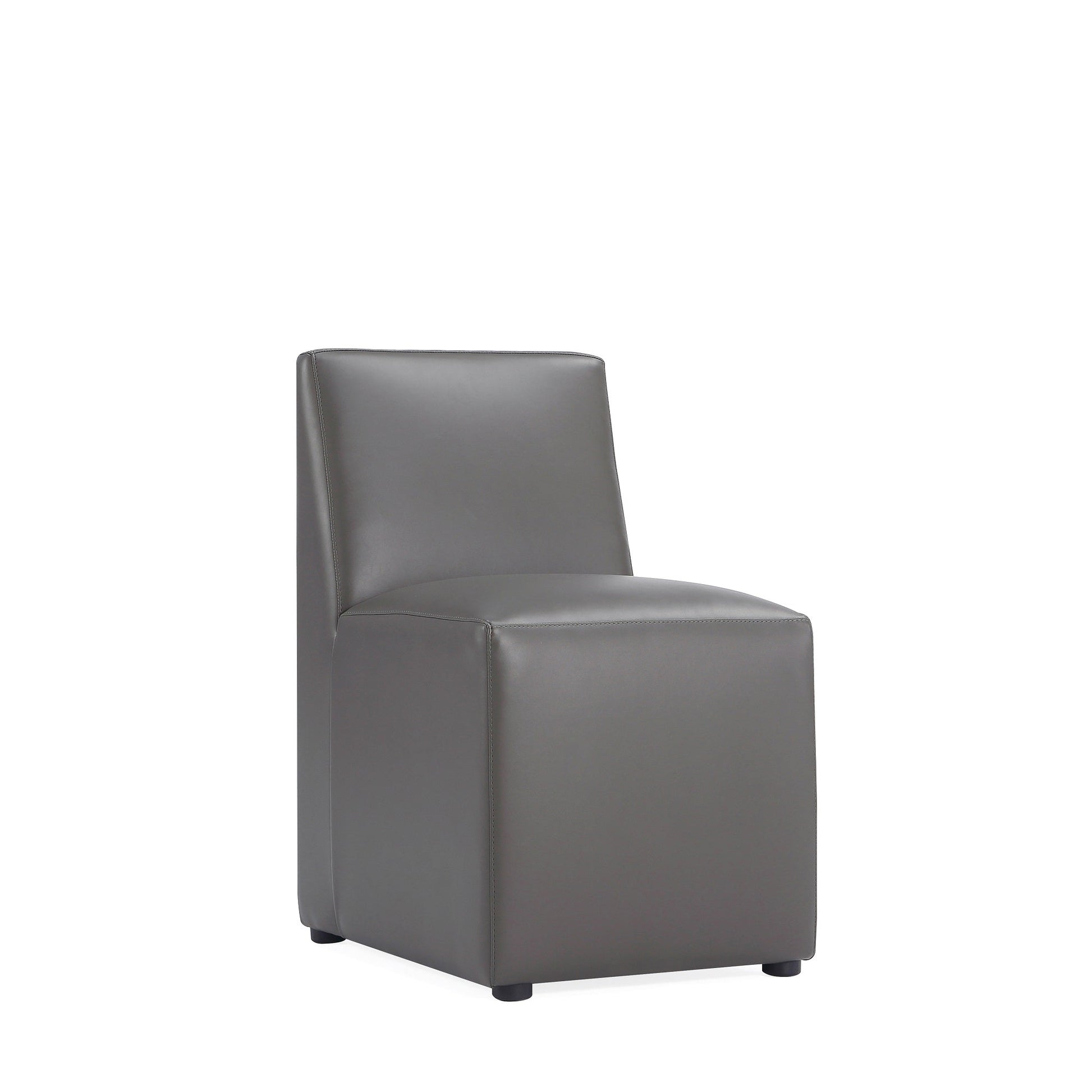 Anna Square Faux Leather Armless Dining Chair in Pewter (set of 2) - Ornate Home